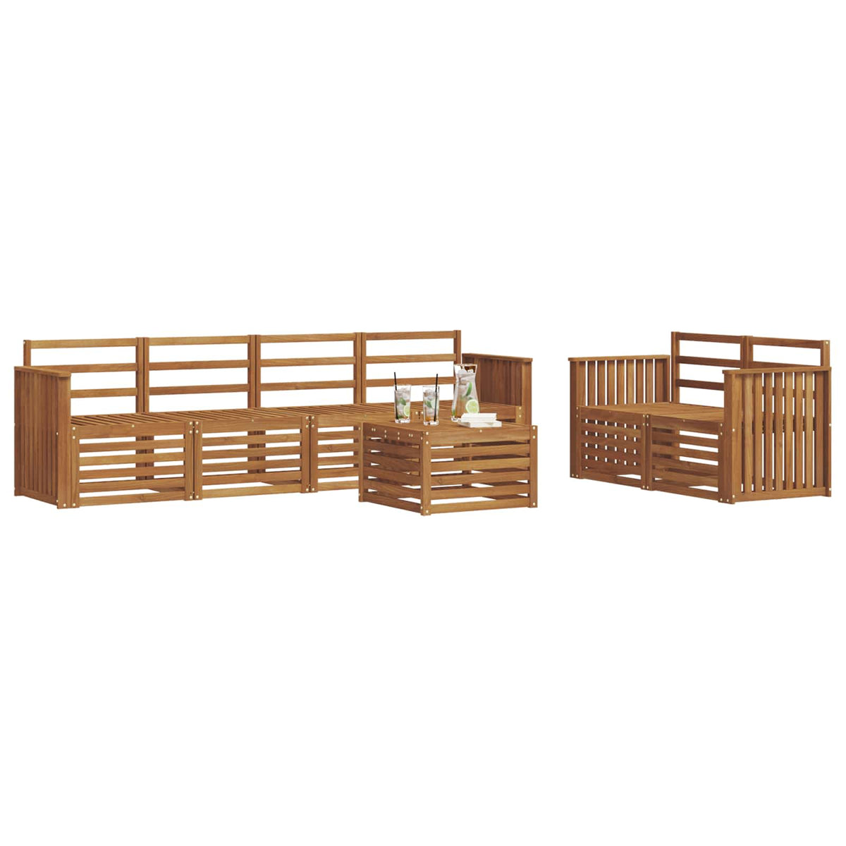 vidaXL Outdoor Sofa Set 7 pcs Natural Solid Acacia Wood 3
