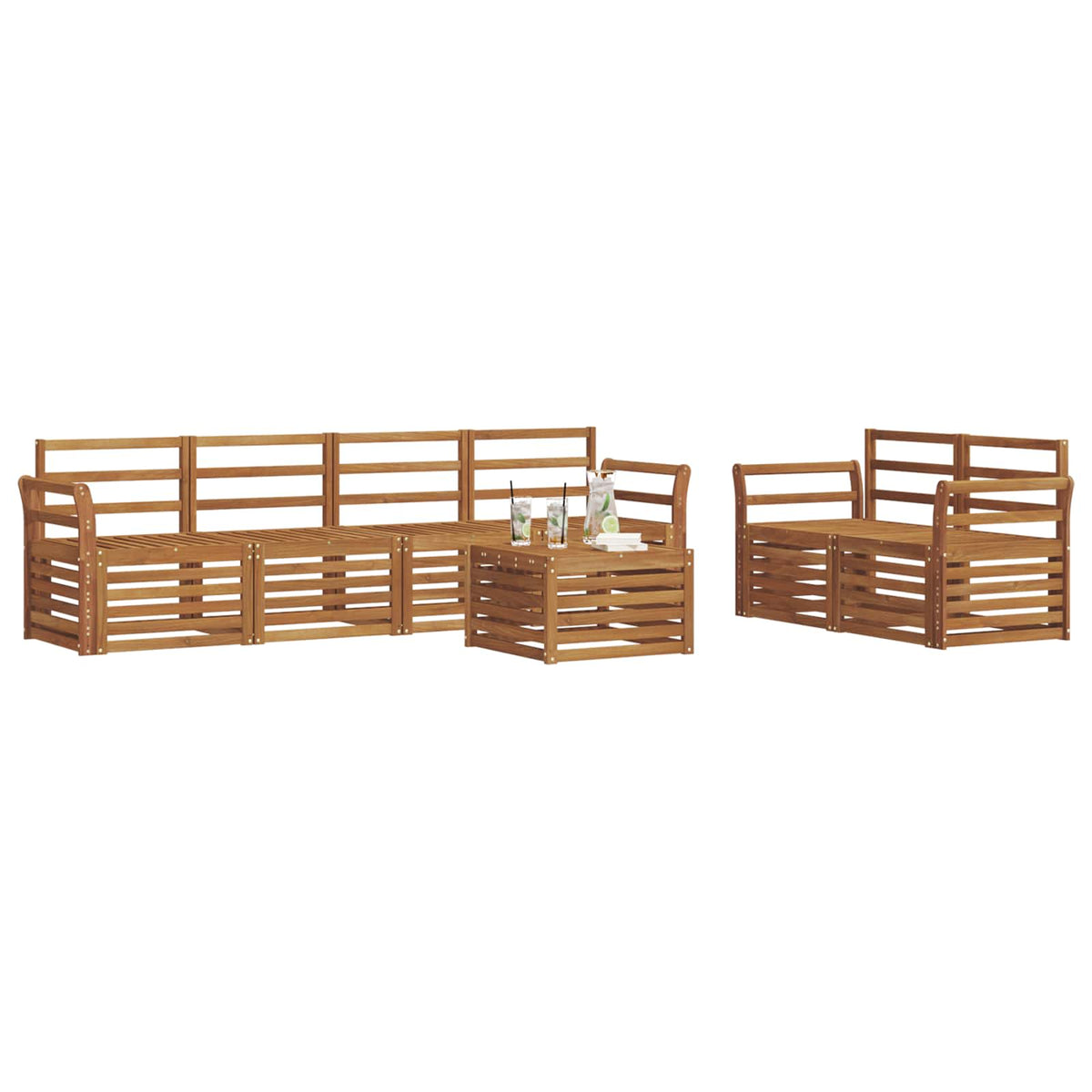 vidaXL Outdoor Sofa Set 7 pcs Natural Solid Acacia Wood 3