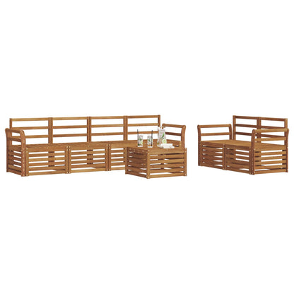 Outdoor Sofa Set 7 pcs Solid Acacia Wood Natural Curved