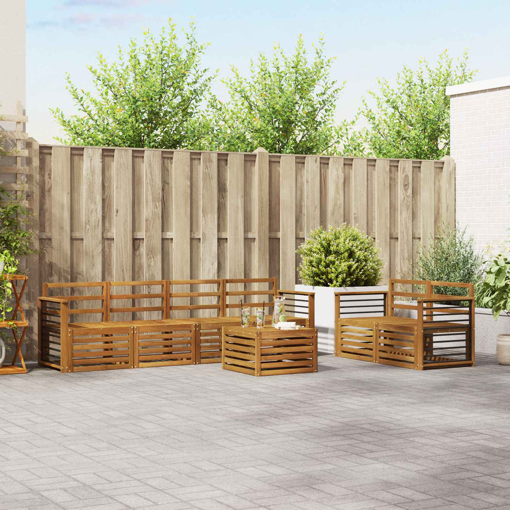 vidaXL Outdoor Sofa Set 7 pcs Natural Solid Acacia Wood