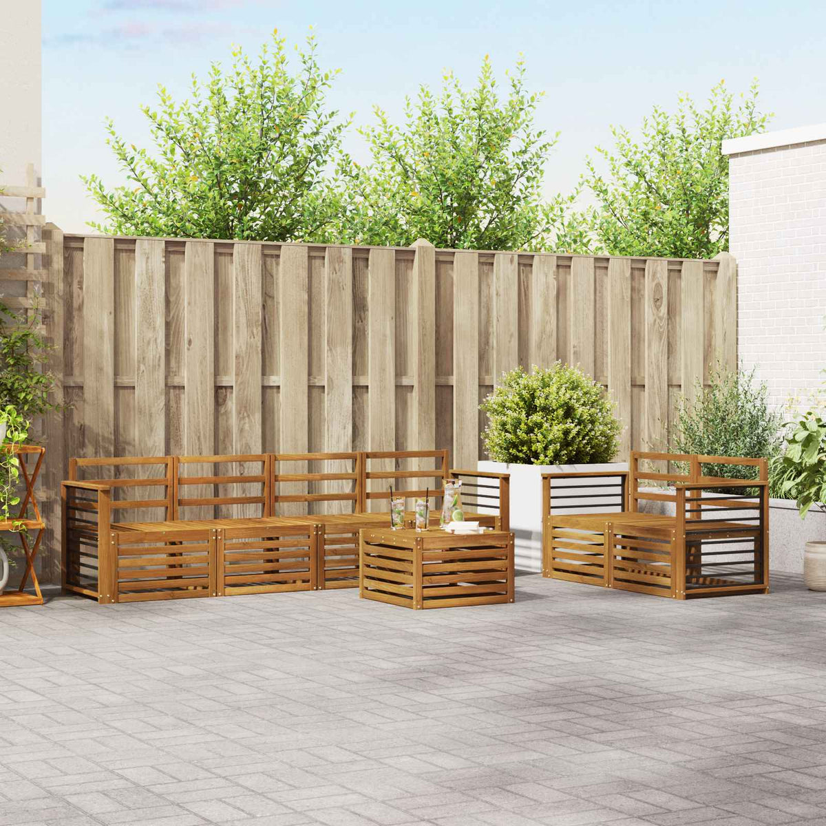 vidaXL Outdoor Sofa Set 7 pcs Natural Solid Acacia Wood 1