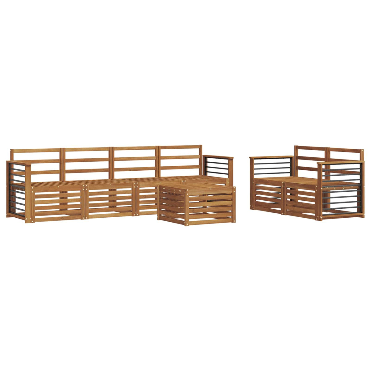 Outdoor Sofa Set 7 pcs Solid Acacia Wood Natural suitable for Flat