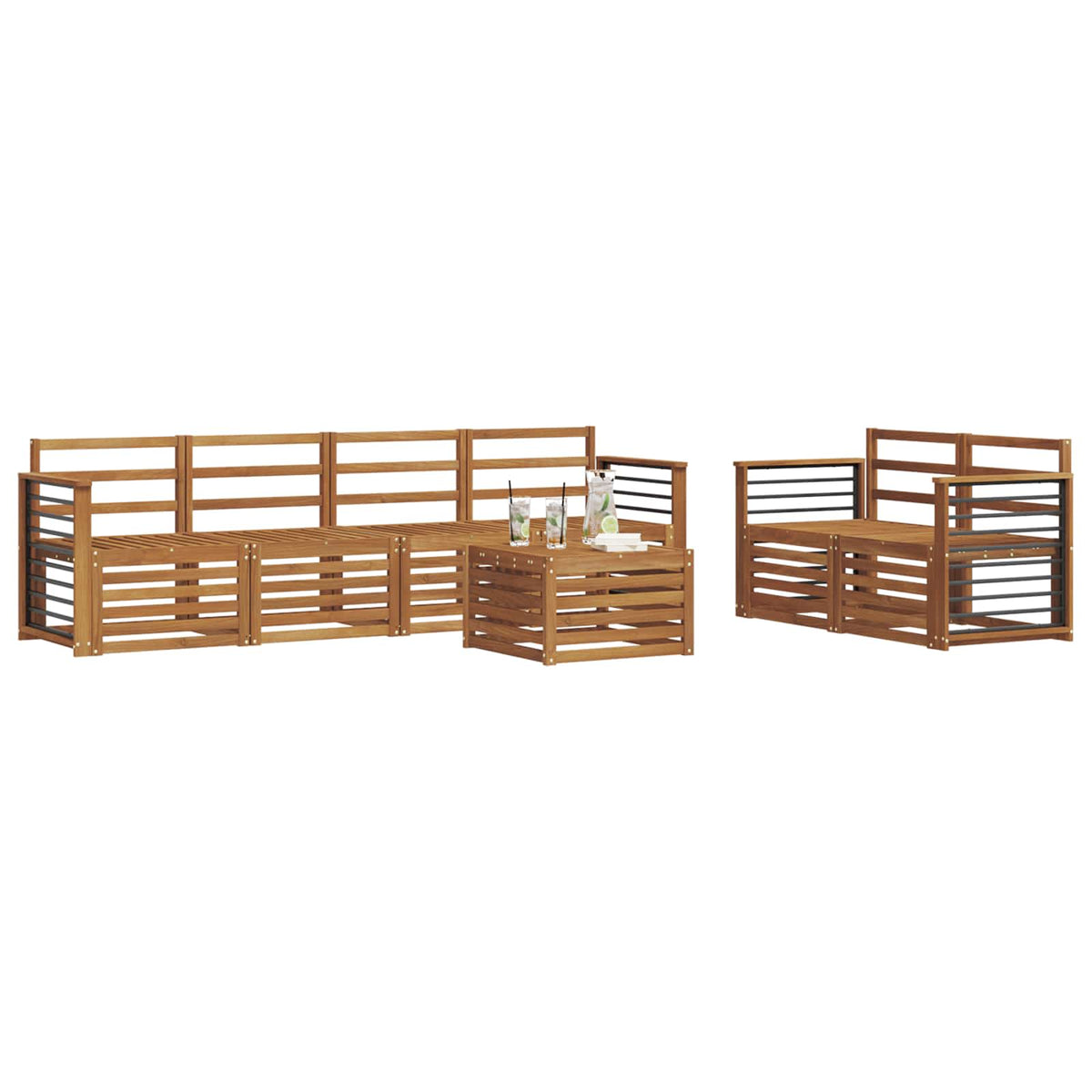 vidaXL Outdoor Sofa Set 7 pcs Natural Solid Acacia Wood 3