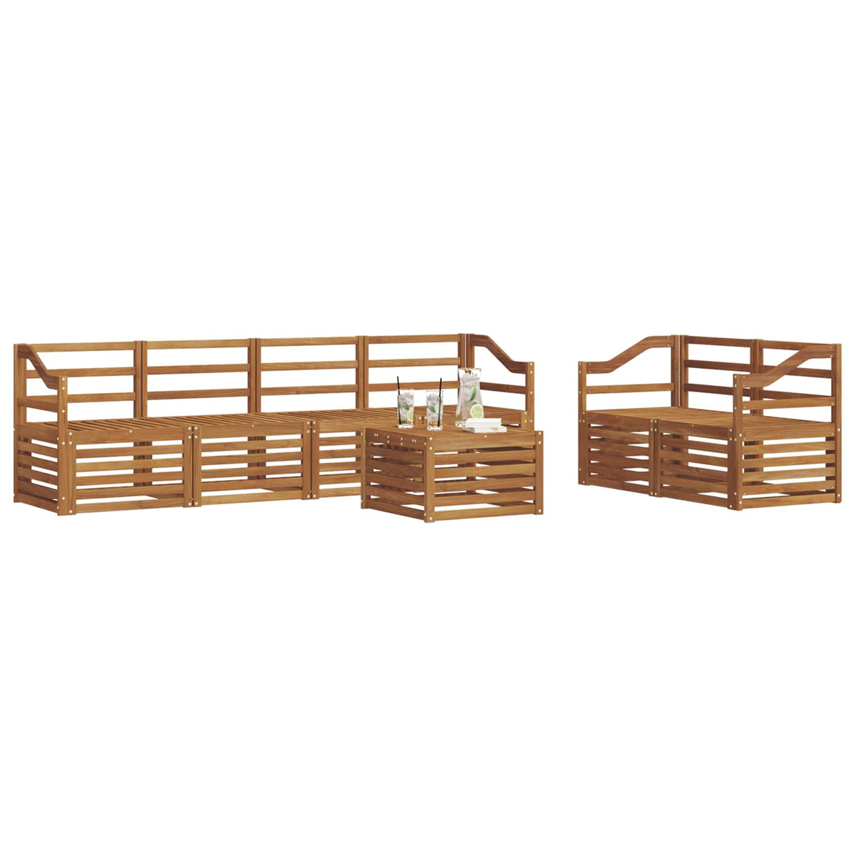 vidaXL Outdoor Sofa Set 7 pcs Natural Solid Acacia Wood 3