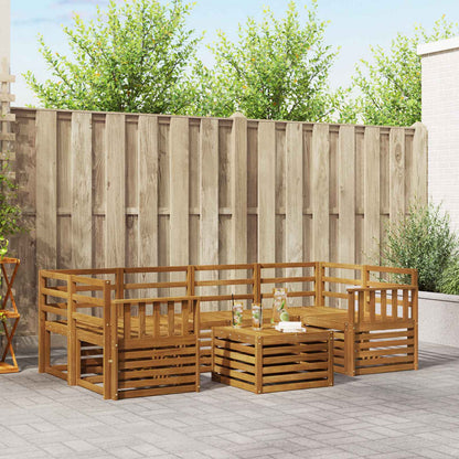 Outdoor Sofa Set 7 pcs Solid Acacia Wood Natural Vertical slats