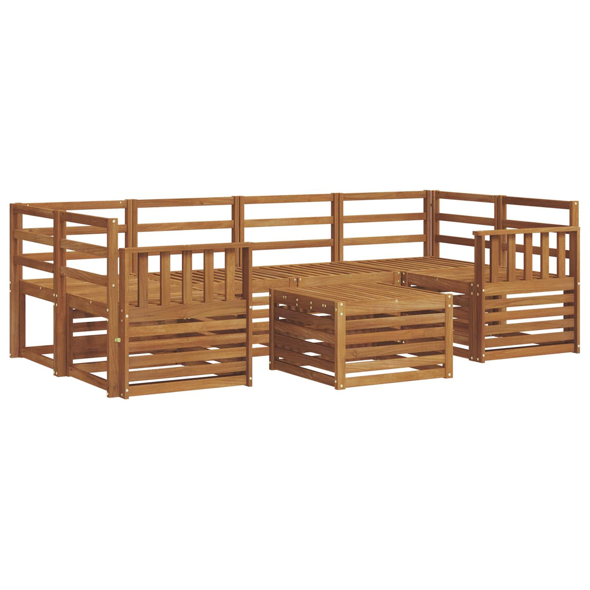 Outdoor Sofa Set 7 pcs Solid Acacia Wood Natural Vertical slats