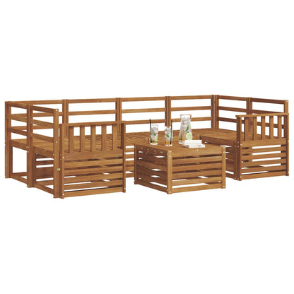 Outdoor Sofa Set 7 pcs Solid Acacia Wood Natural Vertical slats