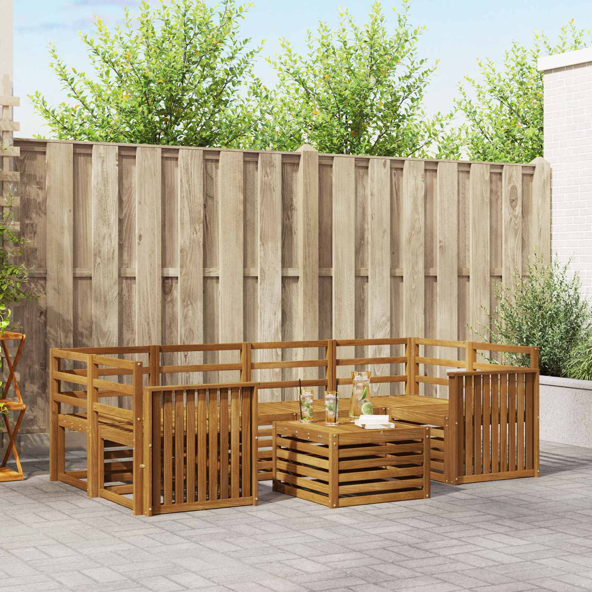 vidaXL Outdoor Sofa Set 7 pcs Natural Solid Acacia Wood 1