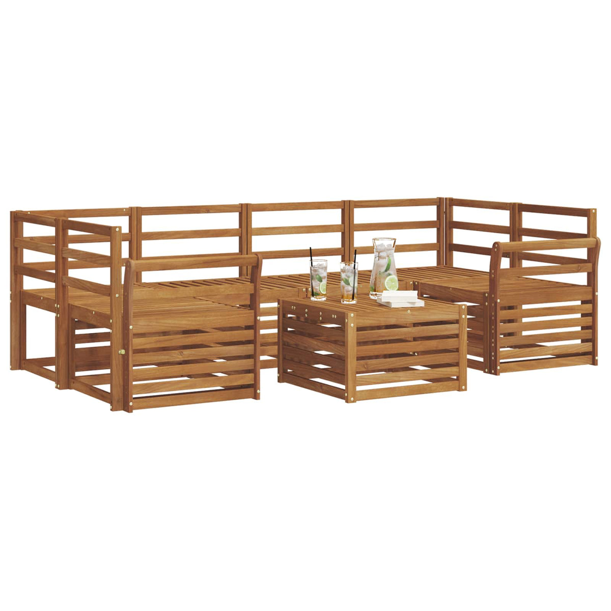 vidaXL Outdoor Sofa Set 7 pcs Natural Solid Acacia Wood 3