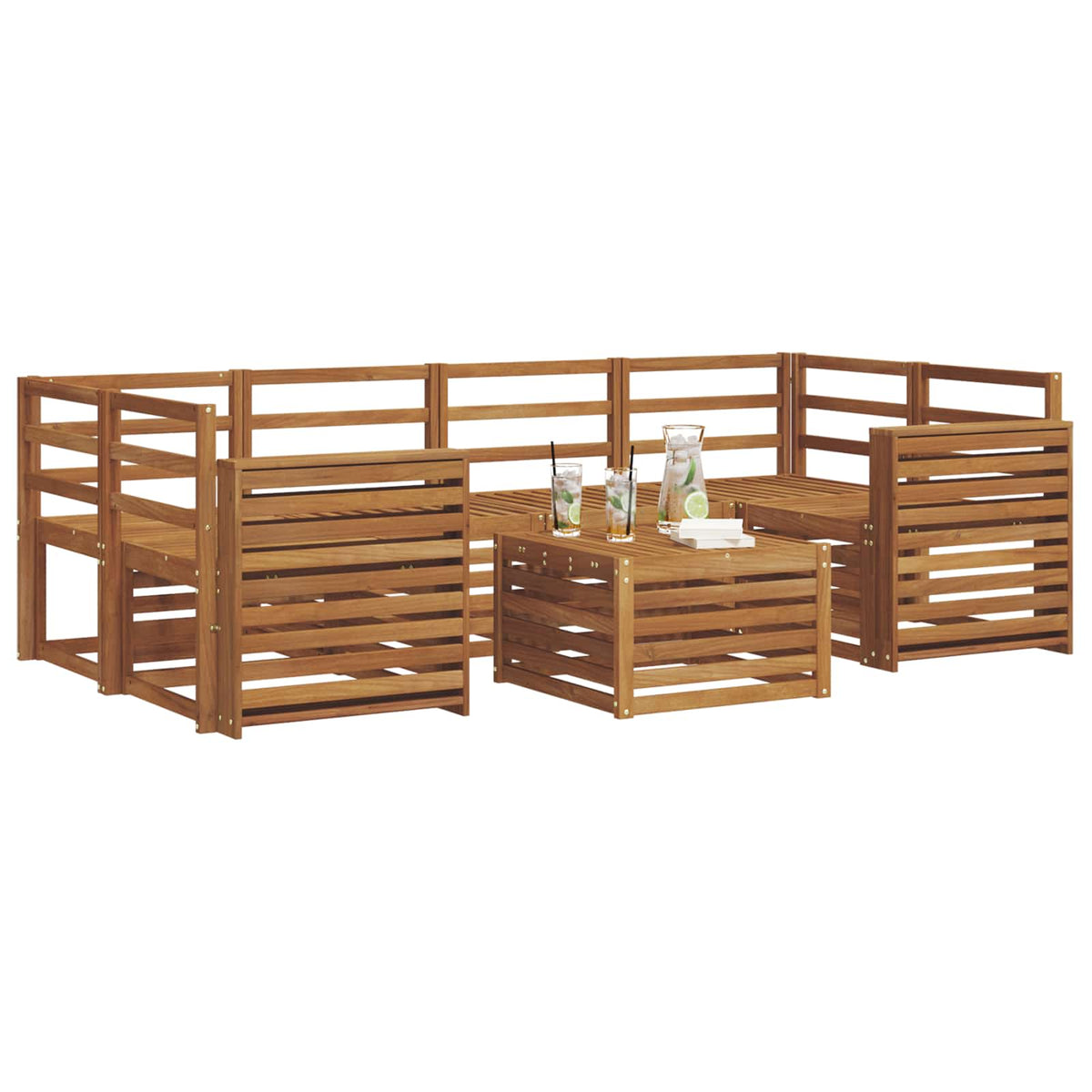 vidaXL Outdoor Sofa Set 7 pcs Natural Solid Acacia Wood 3