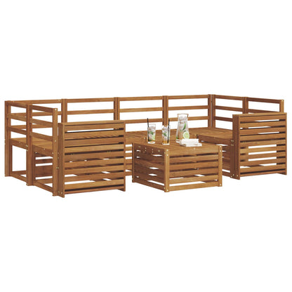 Outdoor Sofa Set 7 pcs Solid Acacia Wood Natural Wide flat