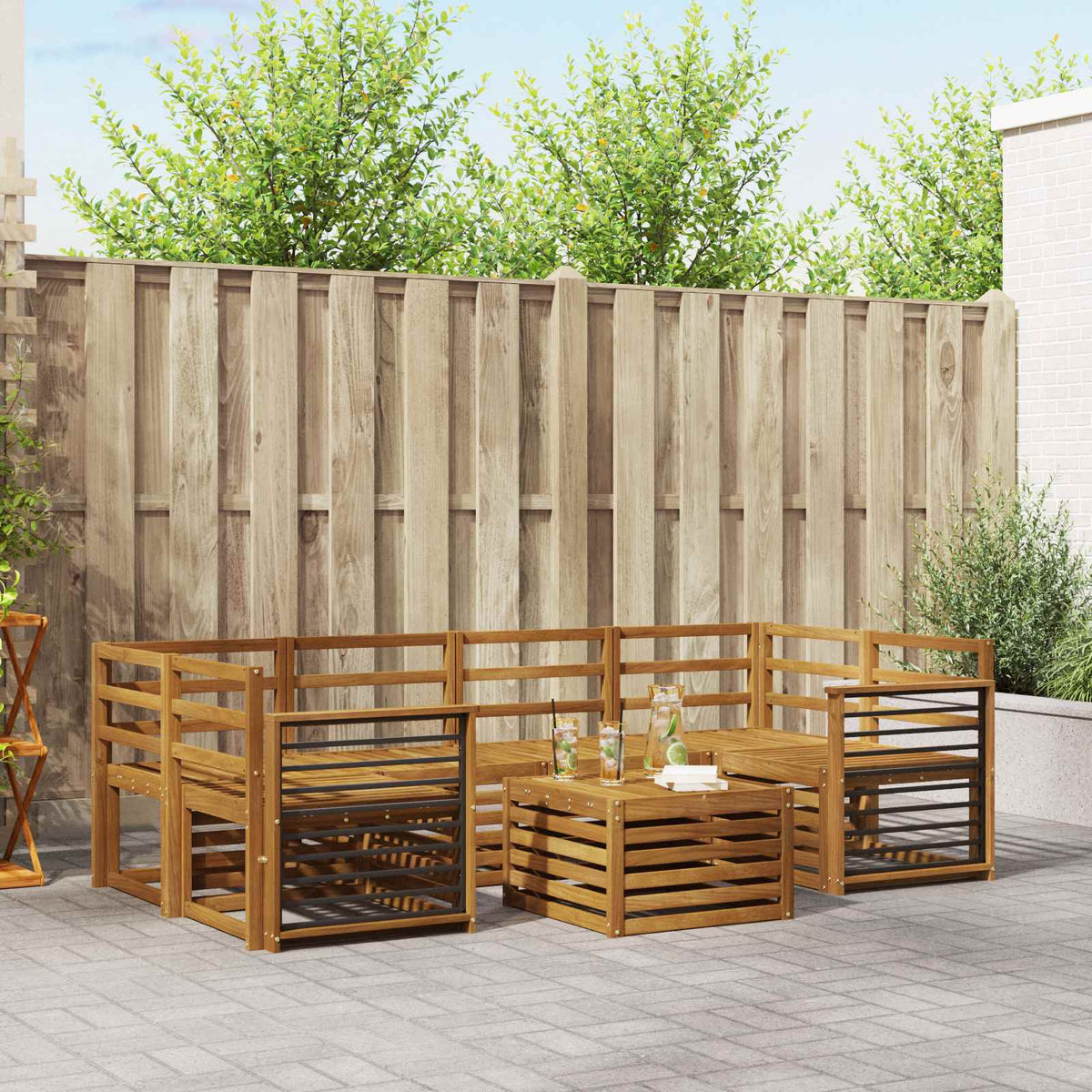 vidaXL Outdoor Sofa Set 7 pcs Natural Solid Acacia Wood 1