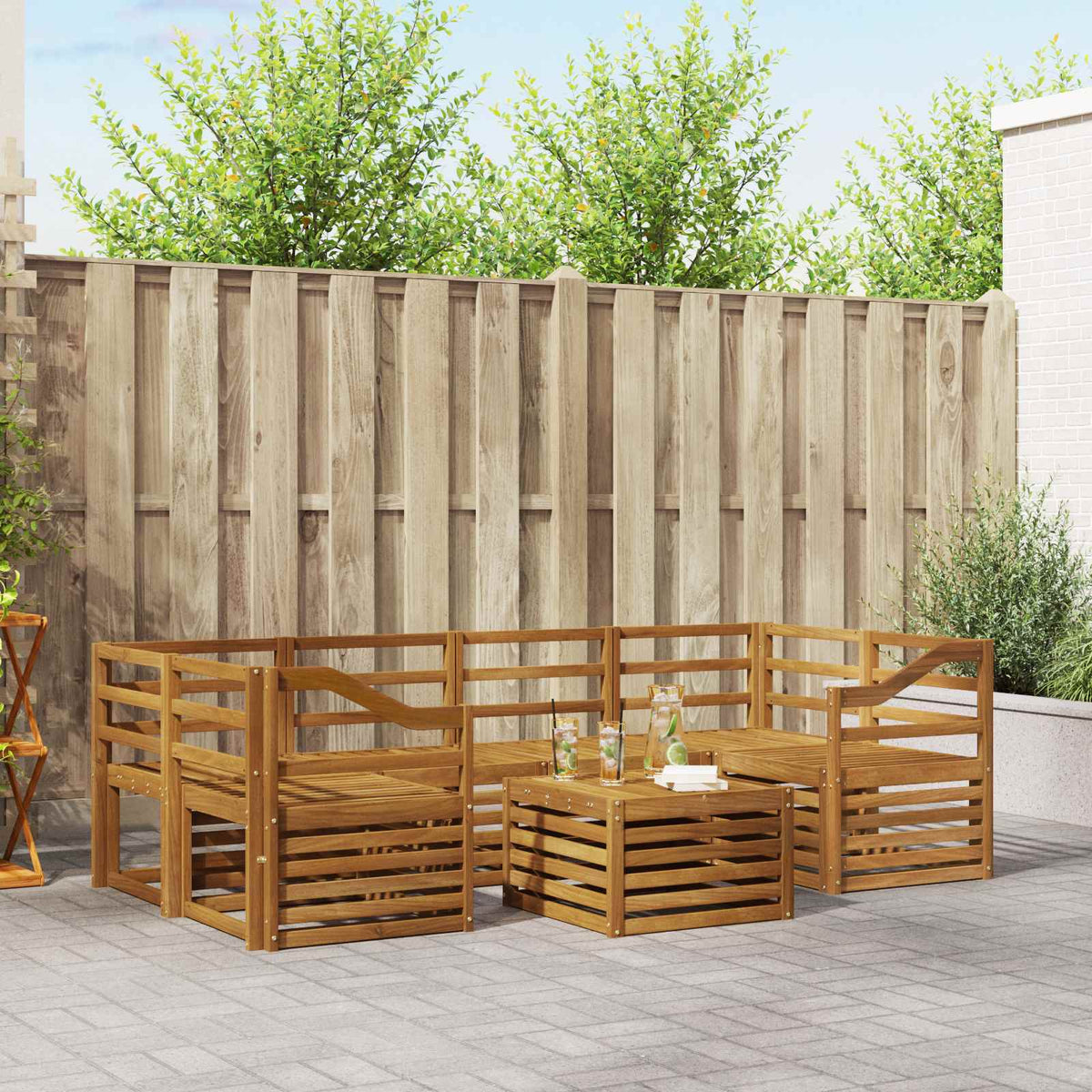 vidaXL Outdoor Sofa Set 7 pcs Natural Solid Acacia Wood 1