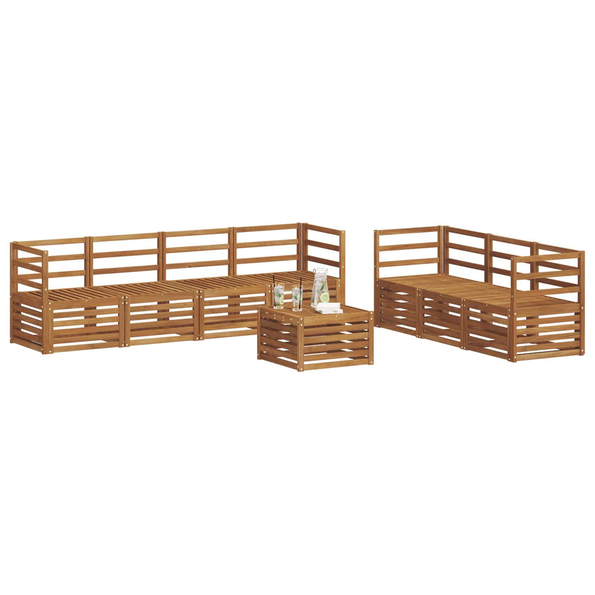 vidaXL Sofa Sets 8 pcs Natural Solid Acacia Wood 3