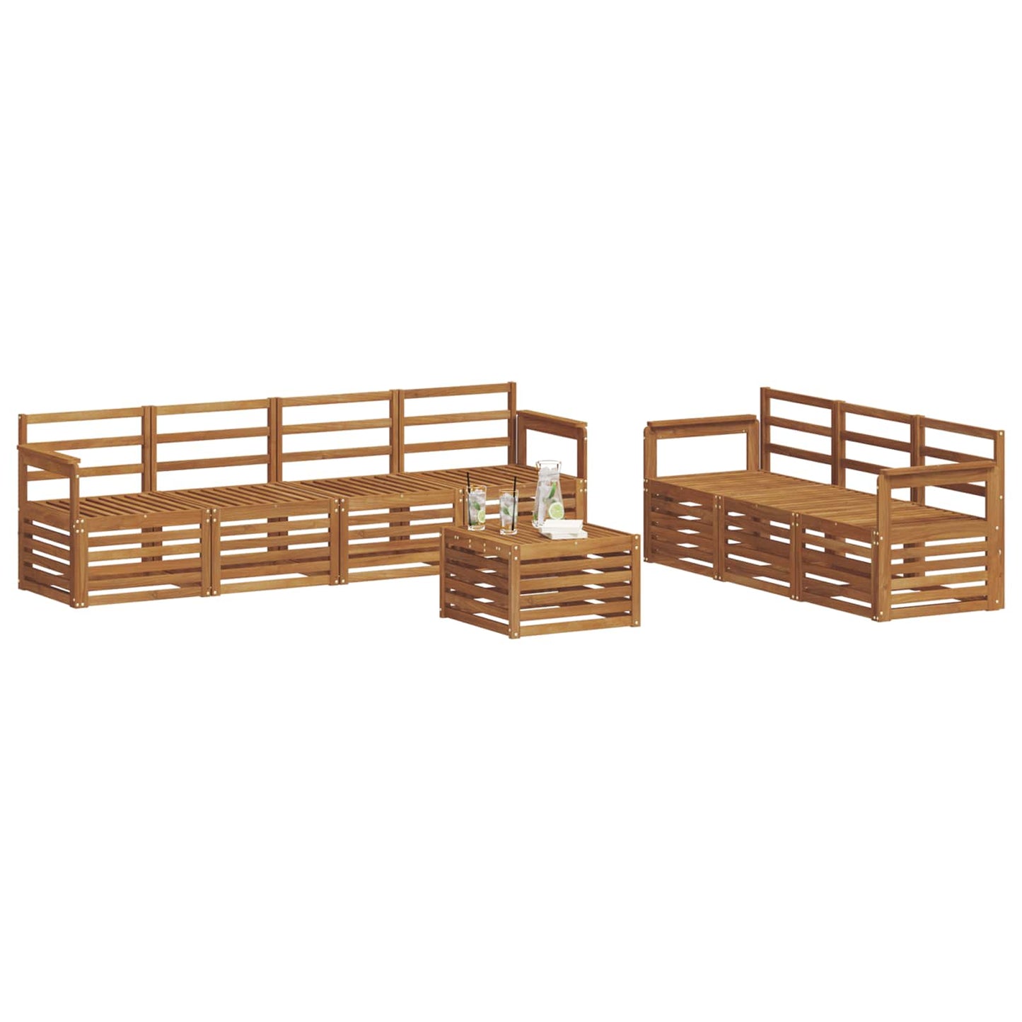 vidaXL Sofa Sets 8 pcs Natural Solid Acacia Wood 3