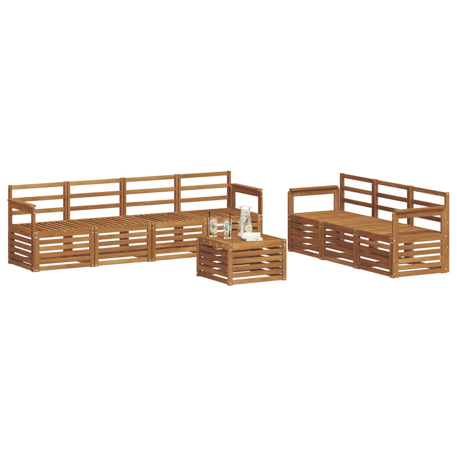 vidaXL Sofa Sets 8 pcs Natural Solid Acacia Wood 3