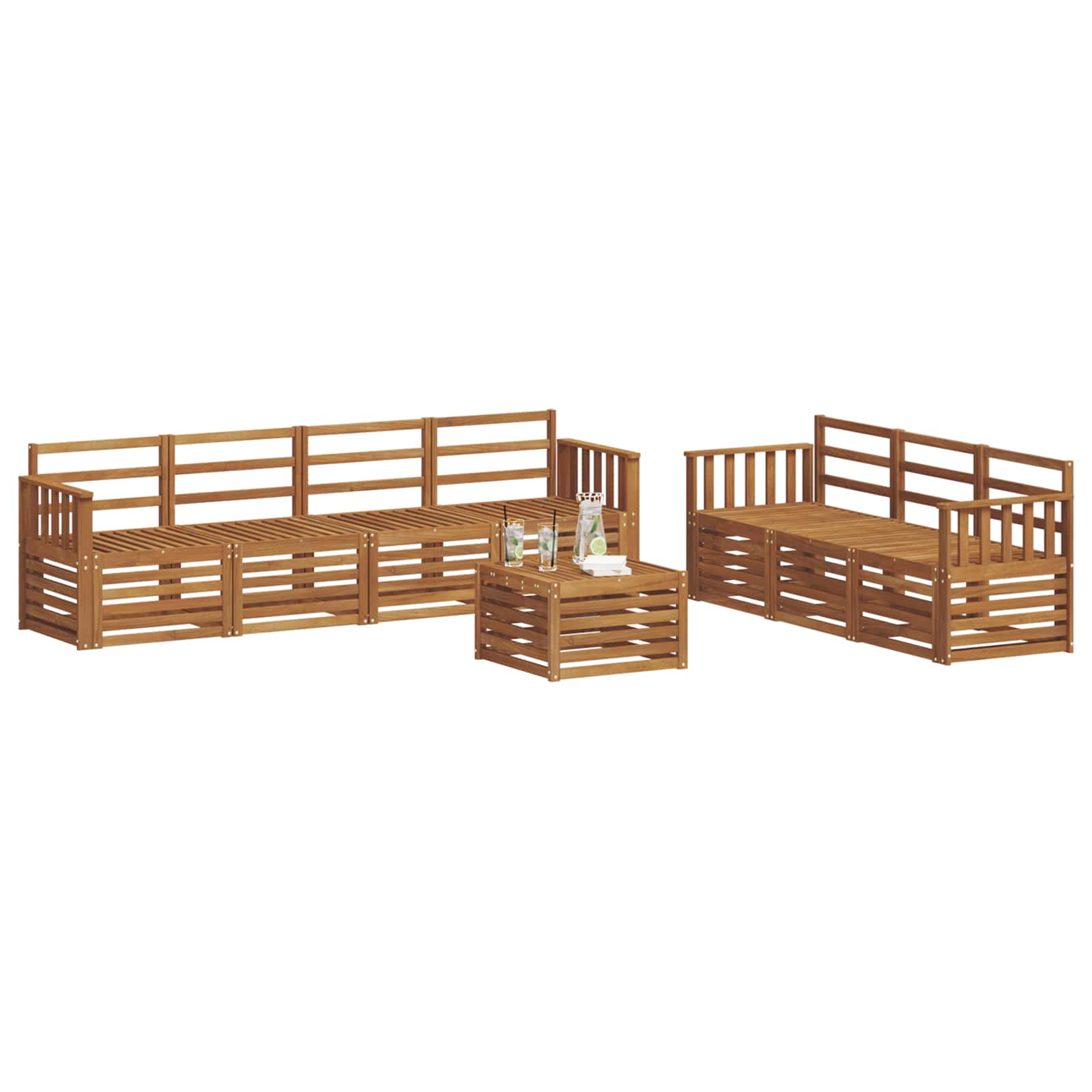 vidaXL Sofa Sets 8 pcs Natural Solid Acacia Wood 3