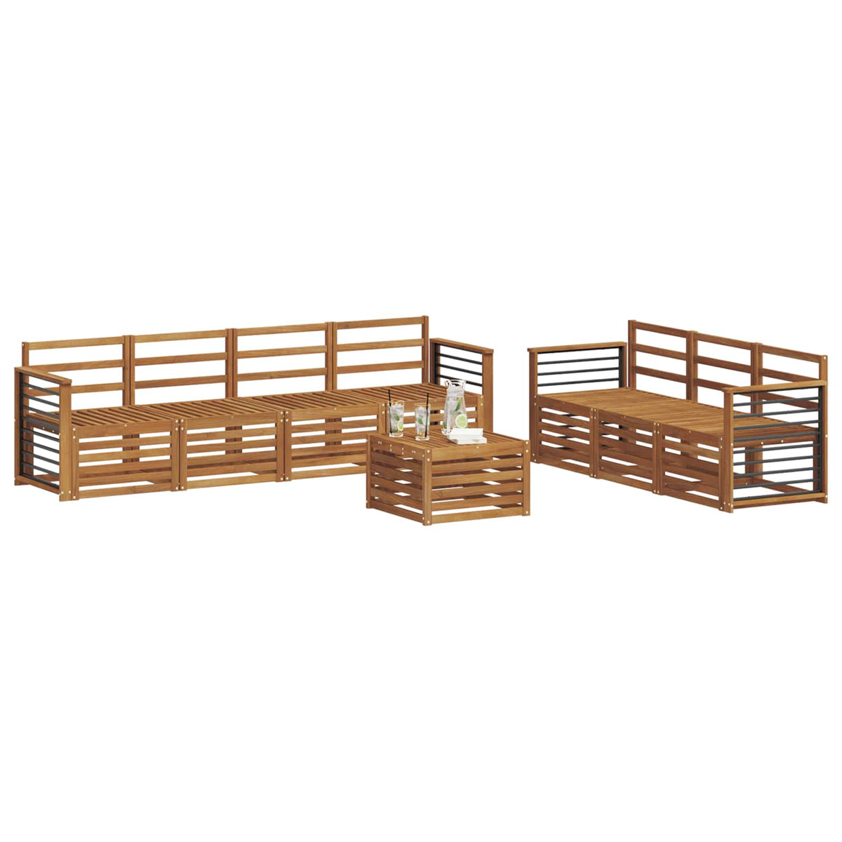 vidaXL Sofa Sets 8 pcs Natural Solid Acacia Wood 3