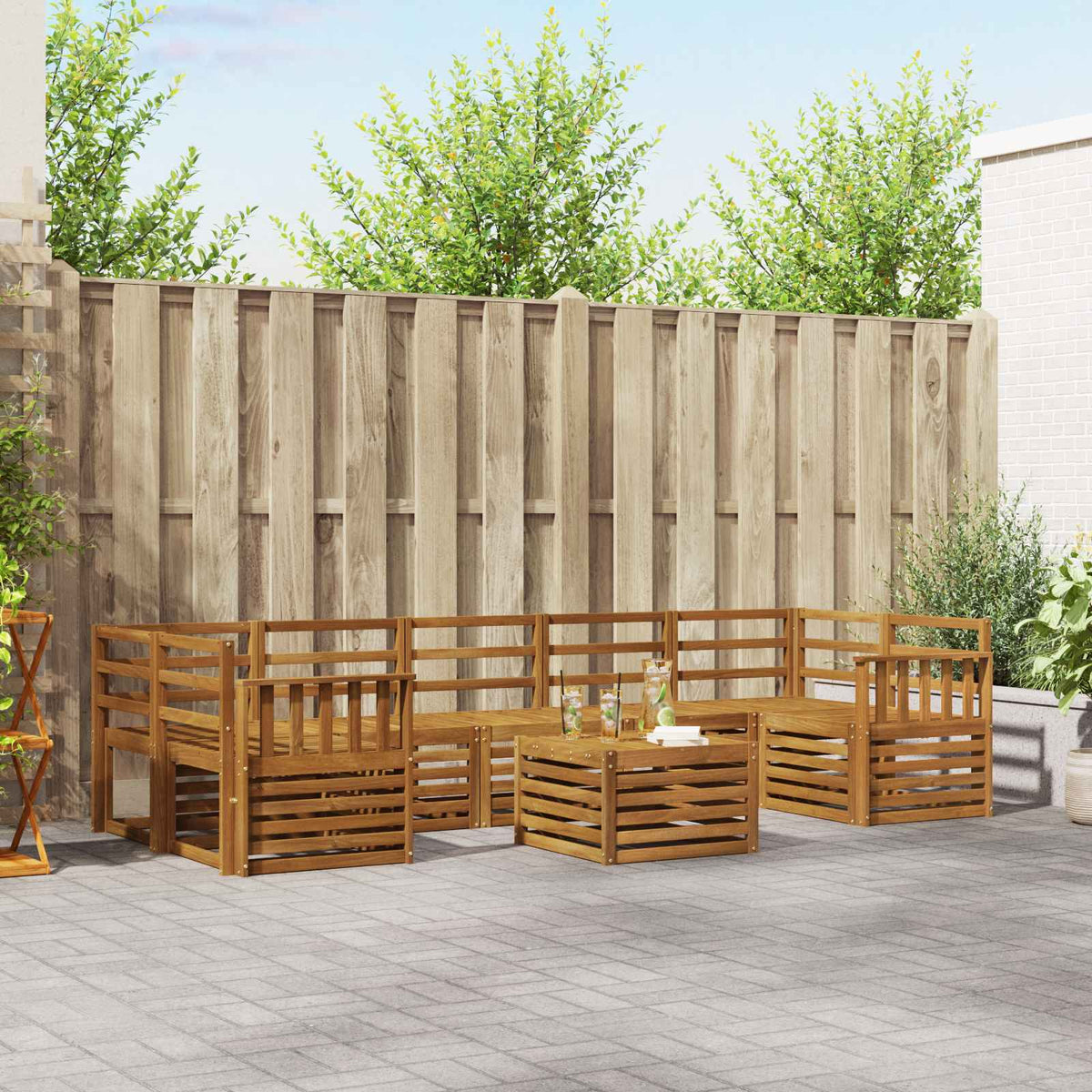 vidaXL Outdoor Sofa Set 8 pcs Natural Solid Acacia Wood 1