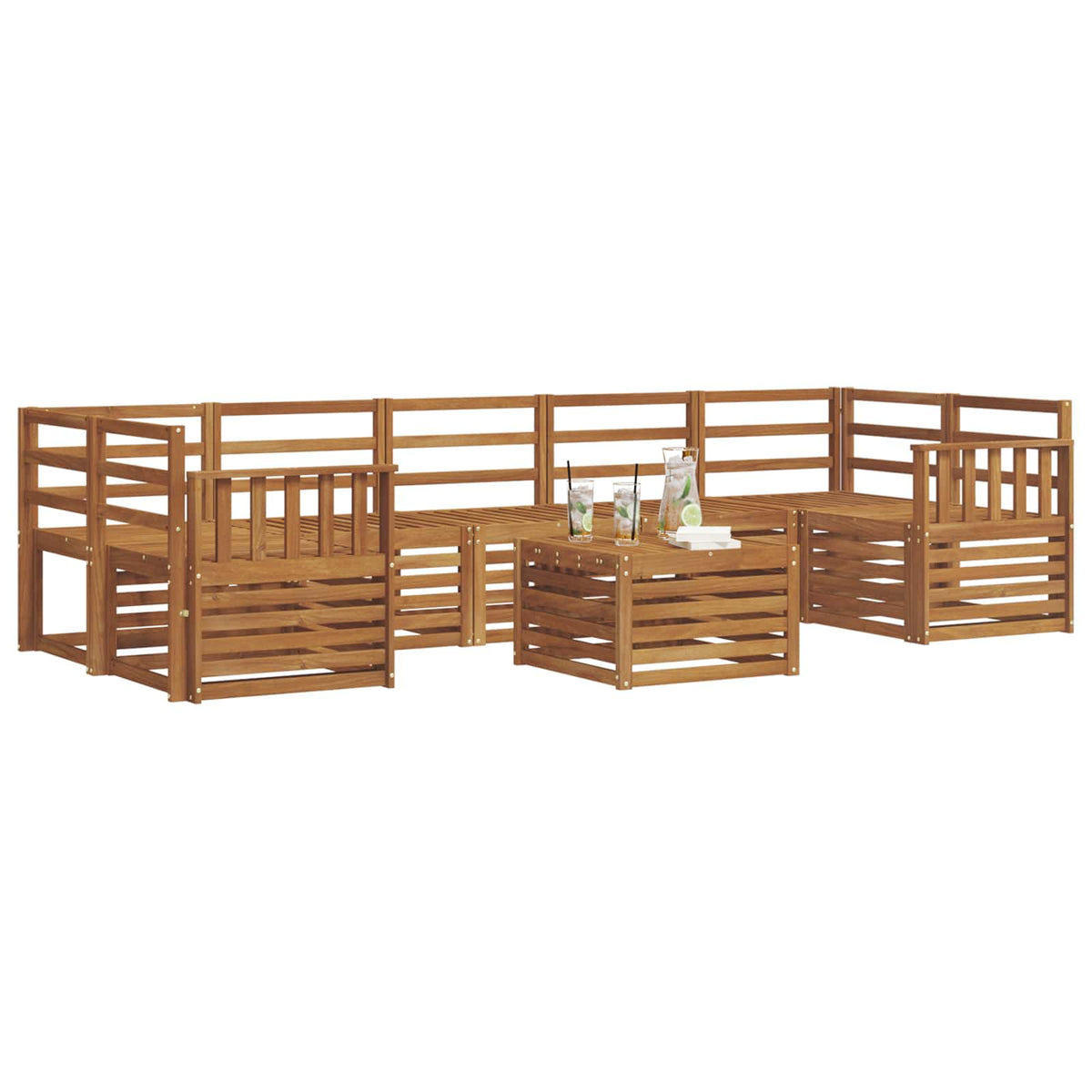 vidaXL Outdoor Sofa Set 8 pcs Natural Solid Acacia Wood 3