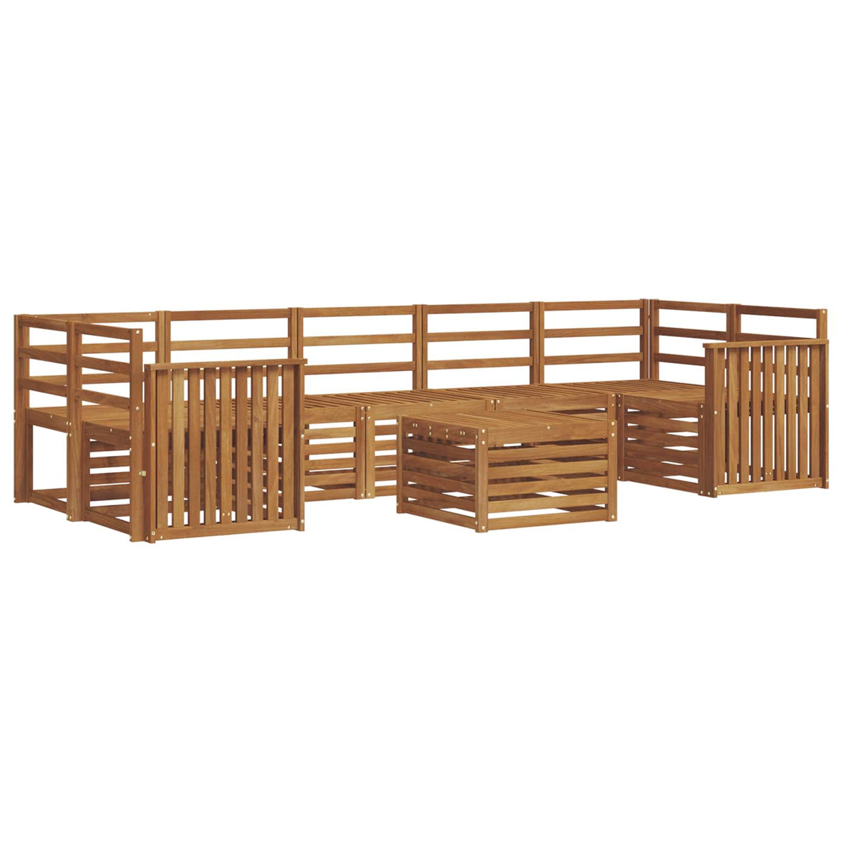 Outdoor Sofa Set 8 pcs Solid Acacia Wood Natural Track