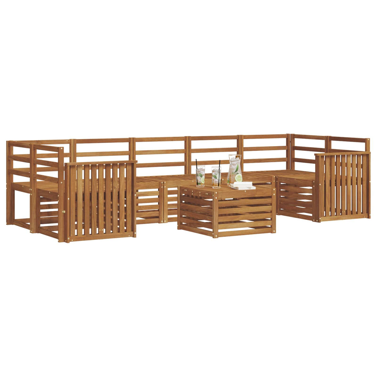 vidaXL Outdoor Sofa Set 8 pcs Natural Solid Acacia Wood 3