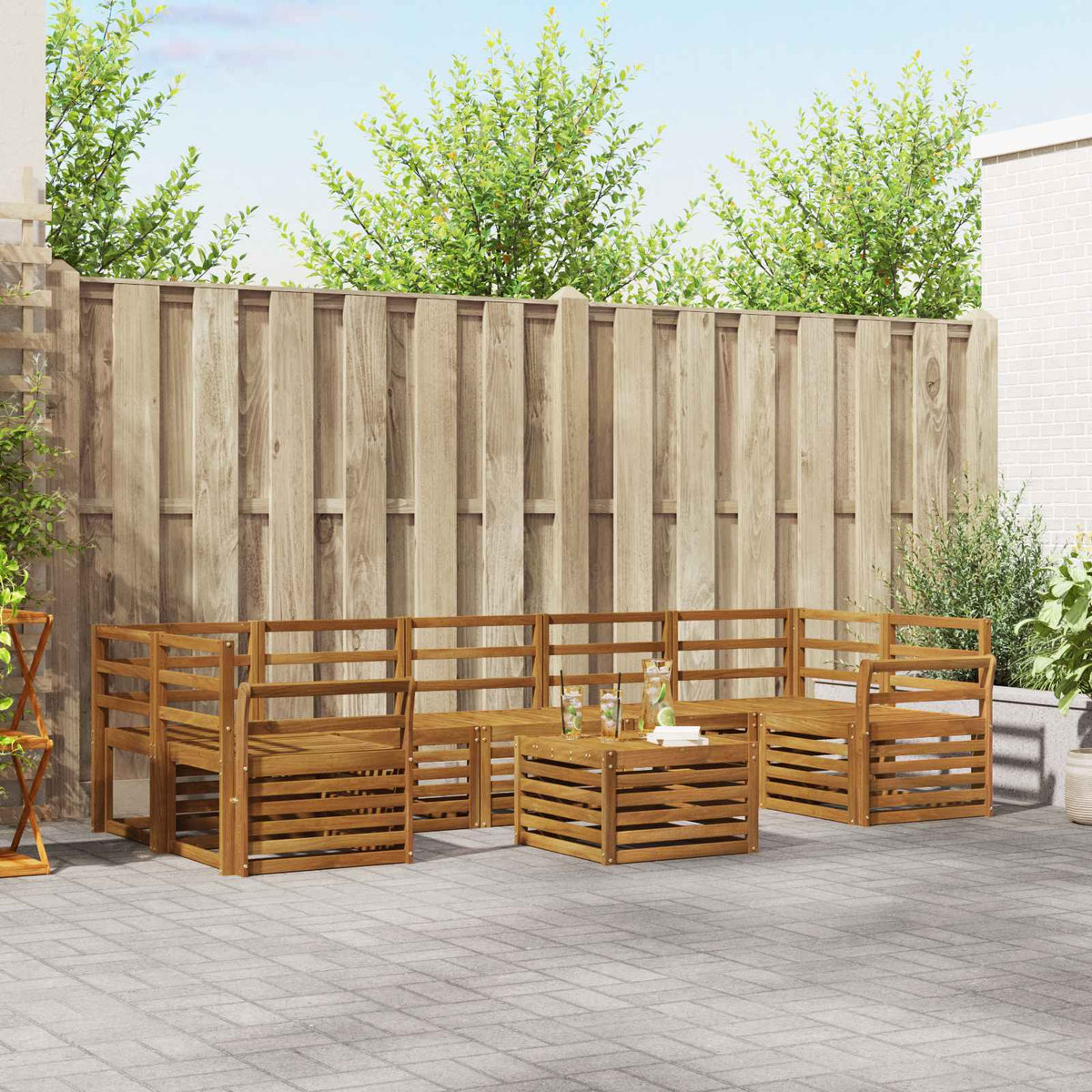 vidaXL Outdoor Sofa Set 8 pcs Natural Solid Acacia Wood 1