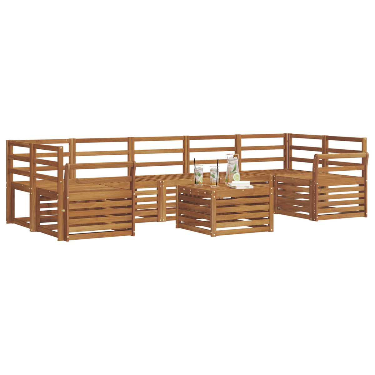 vidaXL Outdoor Sofa Set 8 pcs Natural Solid Acacia Wood 3