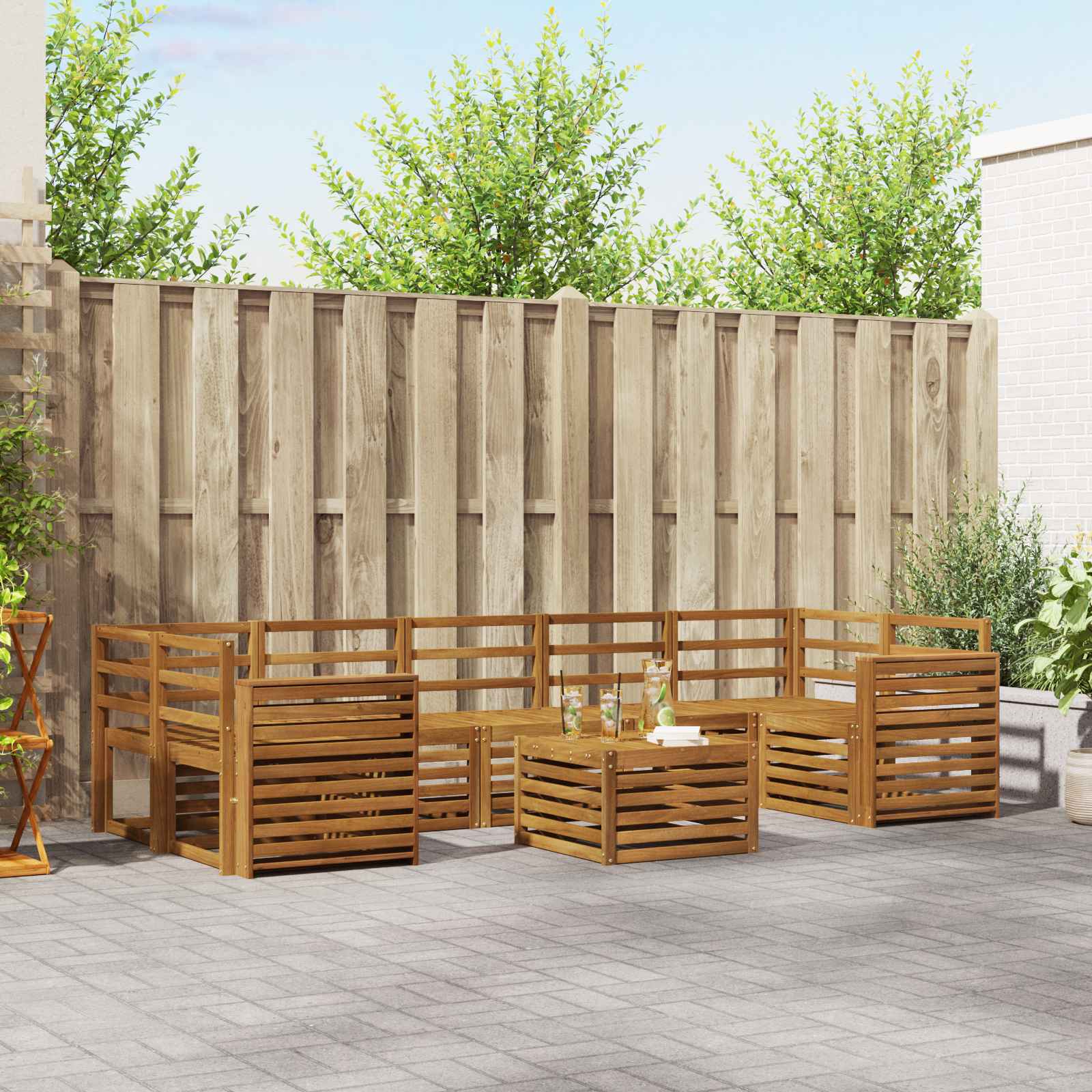 vidaXL Outdoor Sofa Set 8 pcs Natural Solid Acacia Wood 1