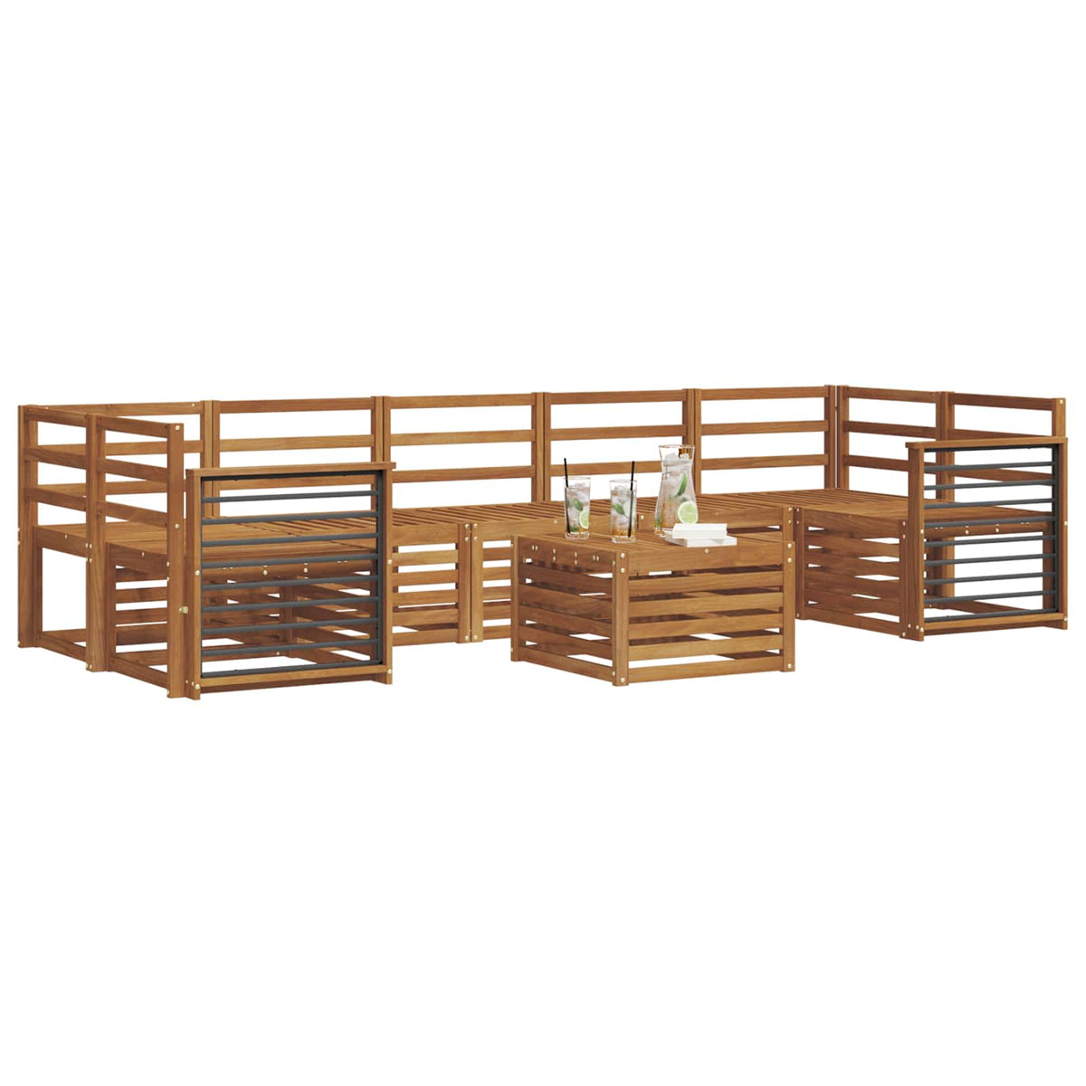 vidaXL Outdoor Sofa Set 8 pcs Natural Solid Acacia Wood 3