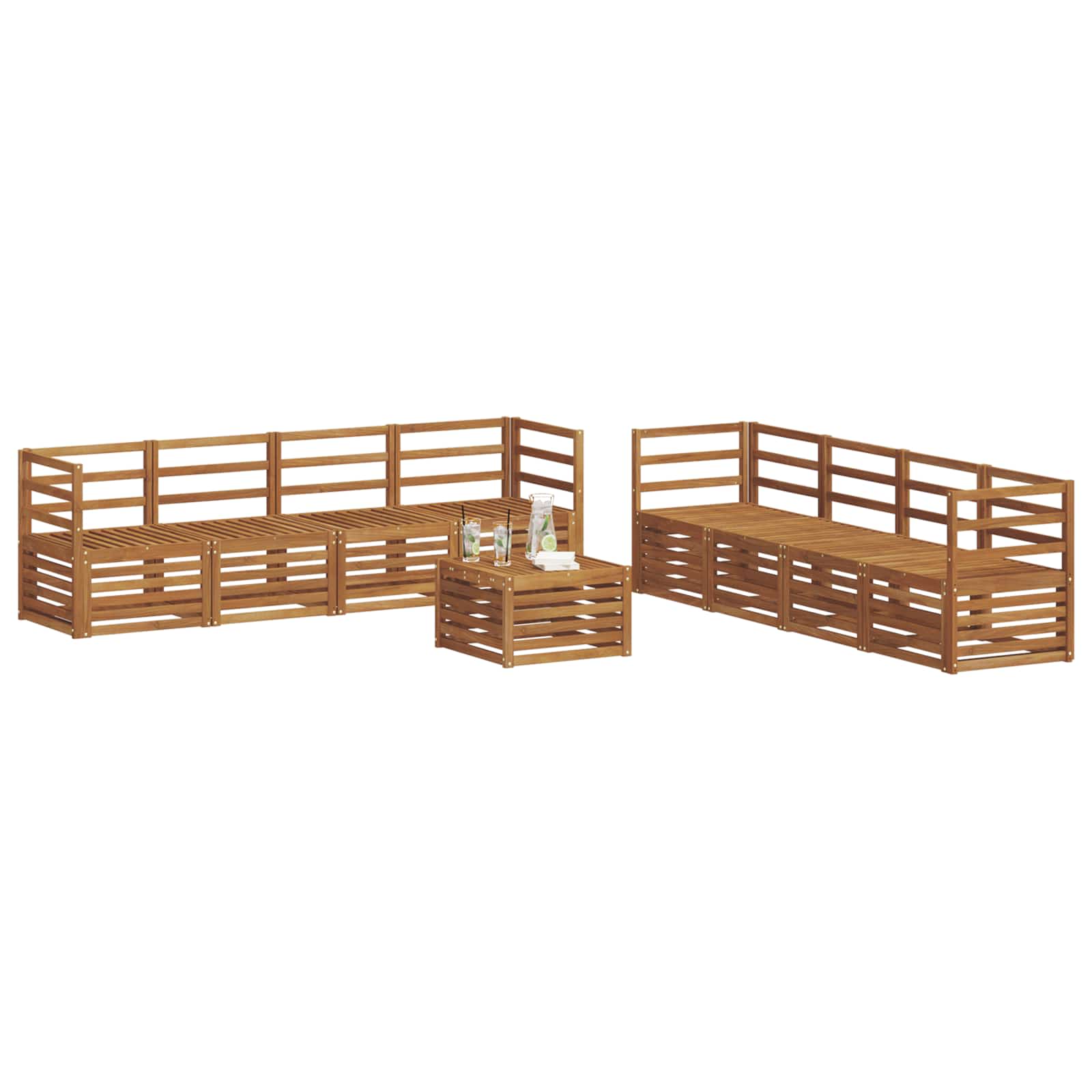 vidaXL Outdoor Sofa Set 9 pcs Natural 3