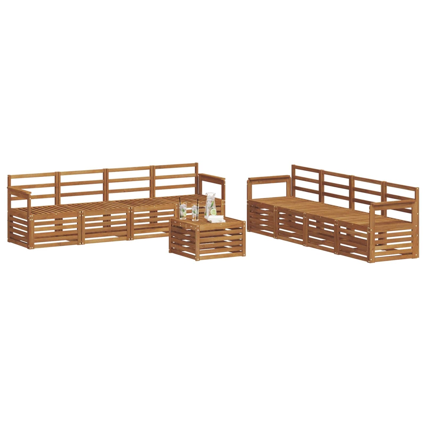 vidaXL Outdoor Sofa Set 9 pcs Natural 3