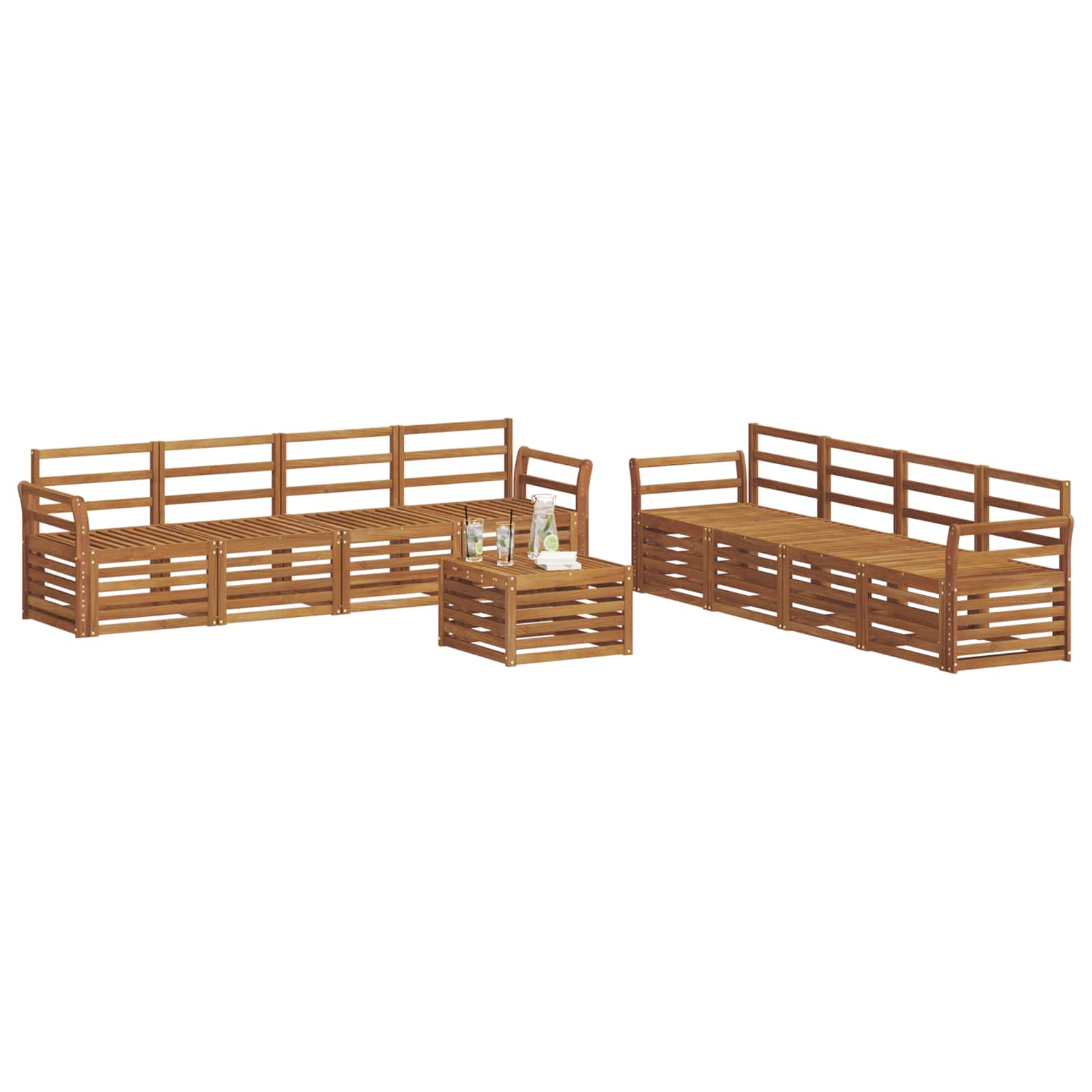 vidaXL Outdoor Sofa Set 9 pcs Natural 3