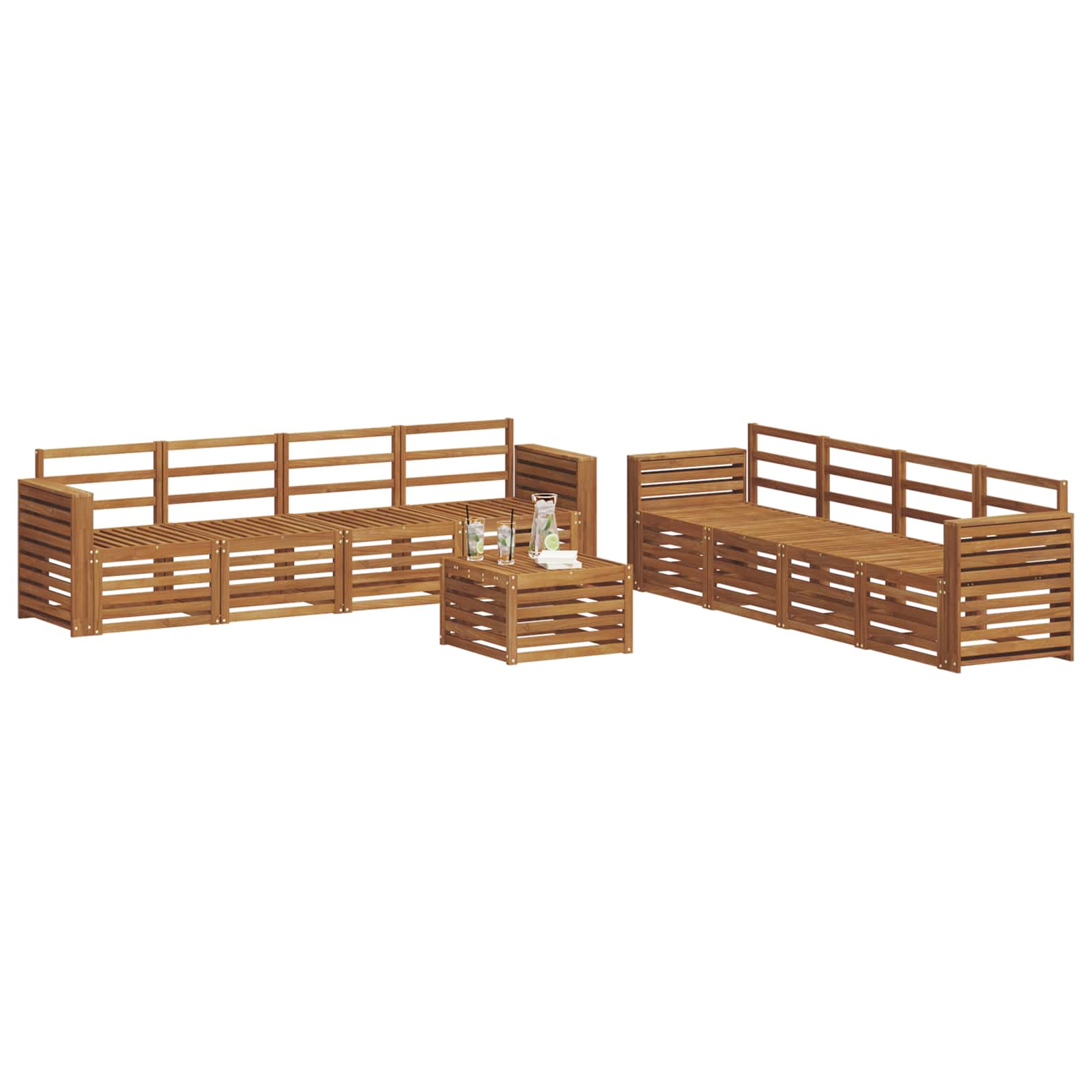 vidaXL Outdoor Sofa Set 9 pcs Natural 3