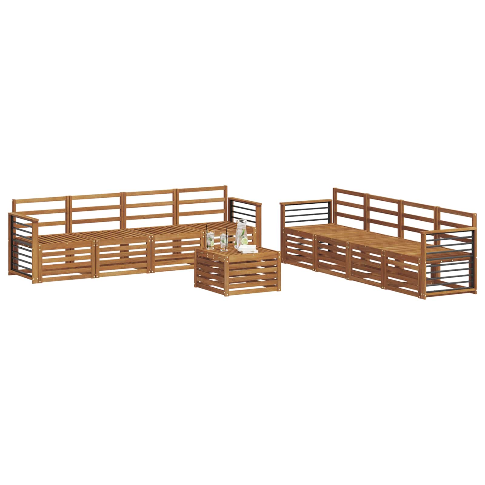 vidaXL Outdoor Sofa Set 9 pcs Natural 3