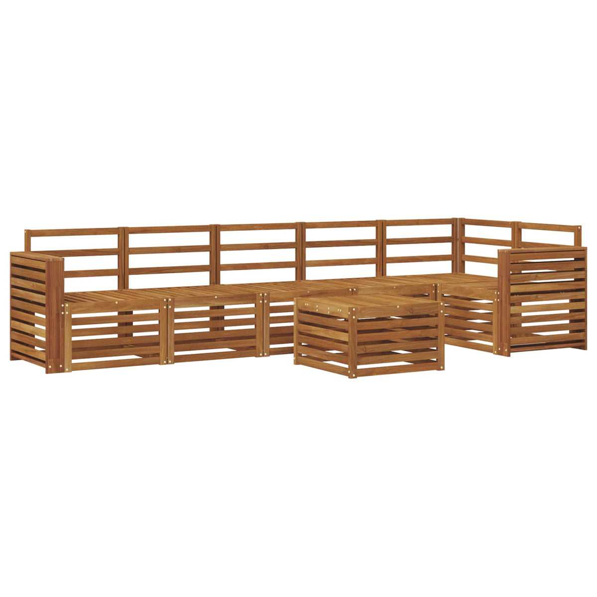 Outdoor Sofa Set 7 pcs Polyester Natural Wide flat