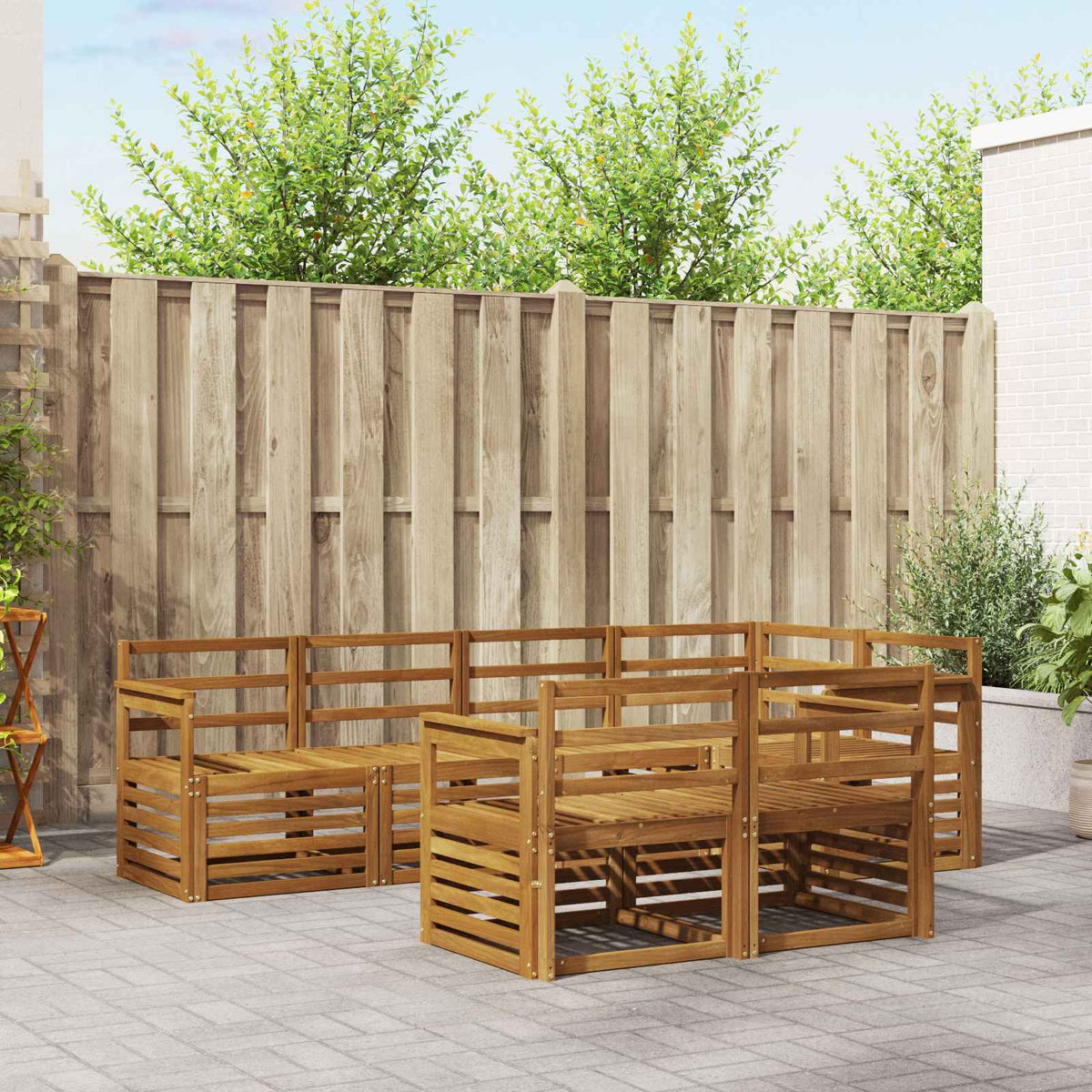 vidaXL Outdoor Sofa Set 7 pcs Natural Polyester 1