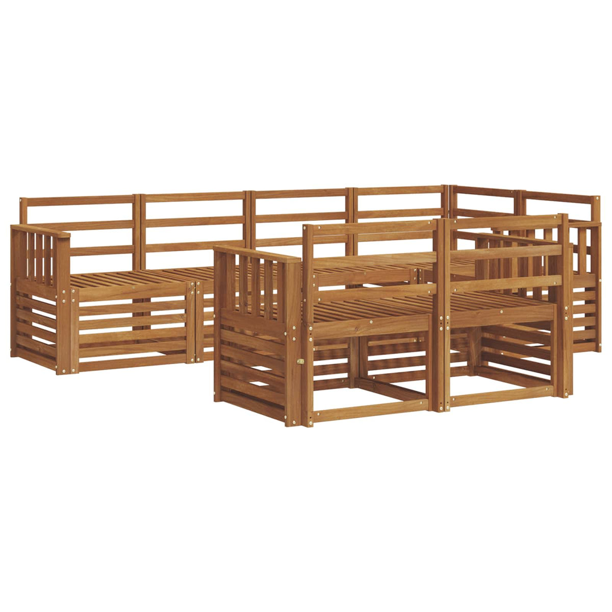 Outdoor Sofa Set 7 pcs Polyester Natural Vertical slats