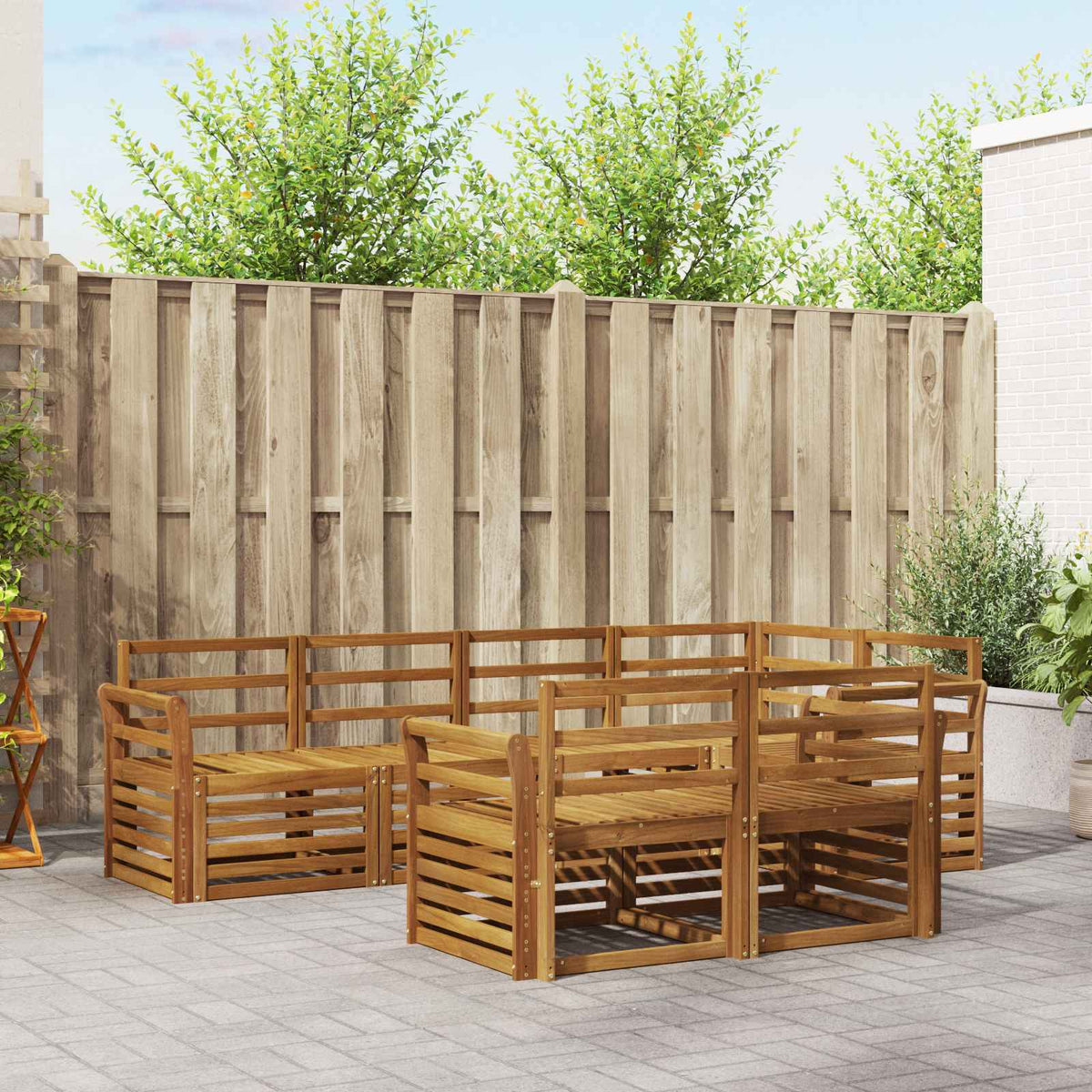 vidaXL Outdoor Sofa Set 7 pcs Natural Polyester 1