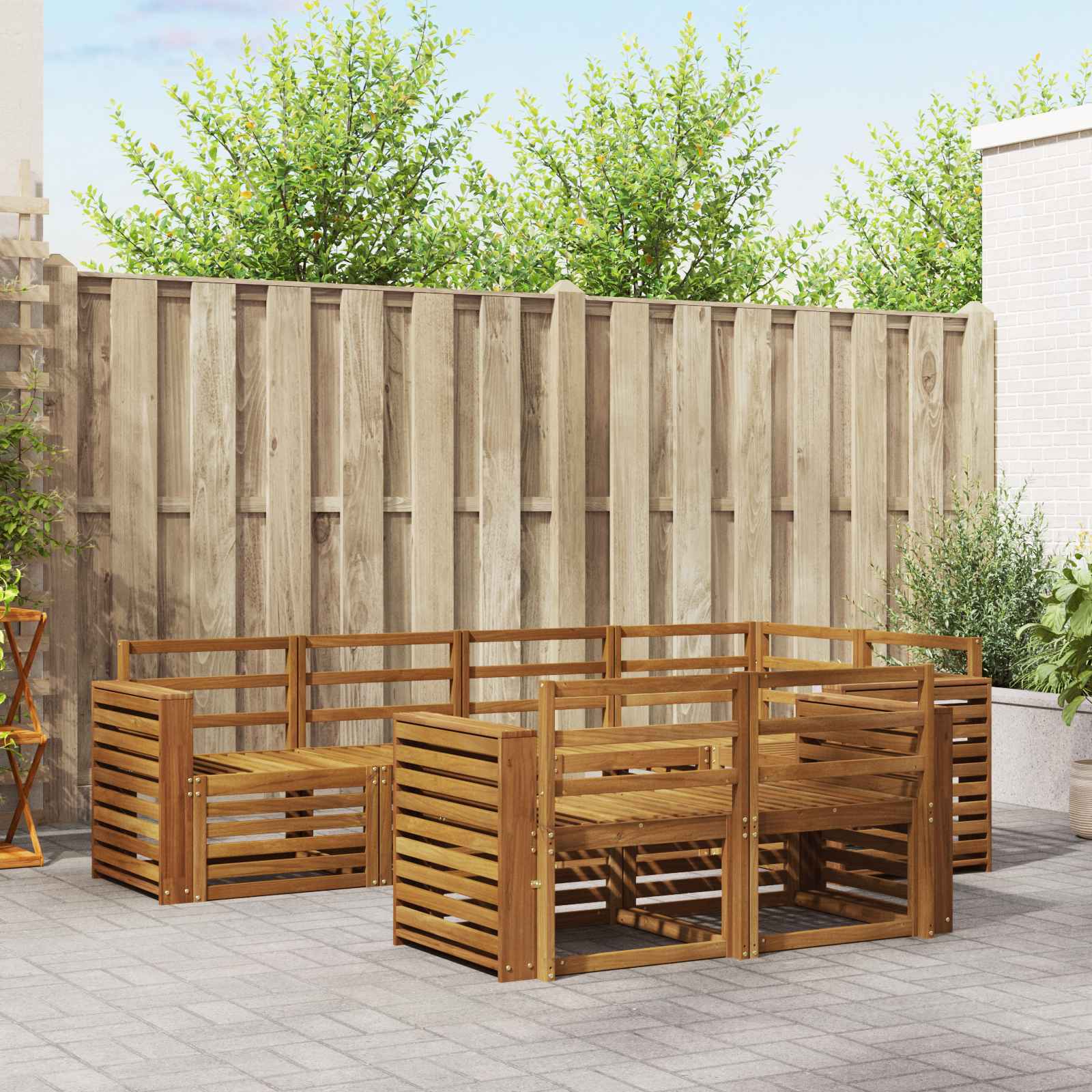 vidaXL Outdoor Sofa Set 7 pcs Natural Polyester 1