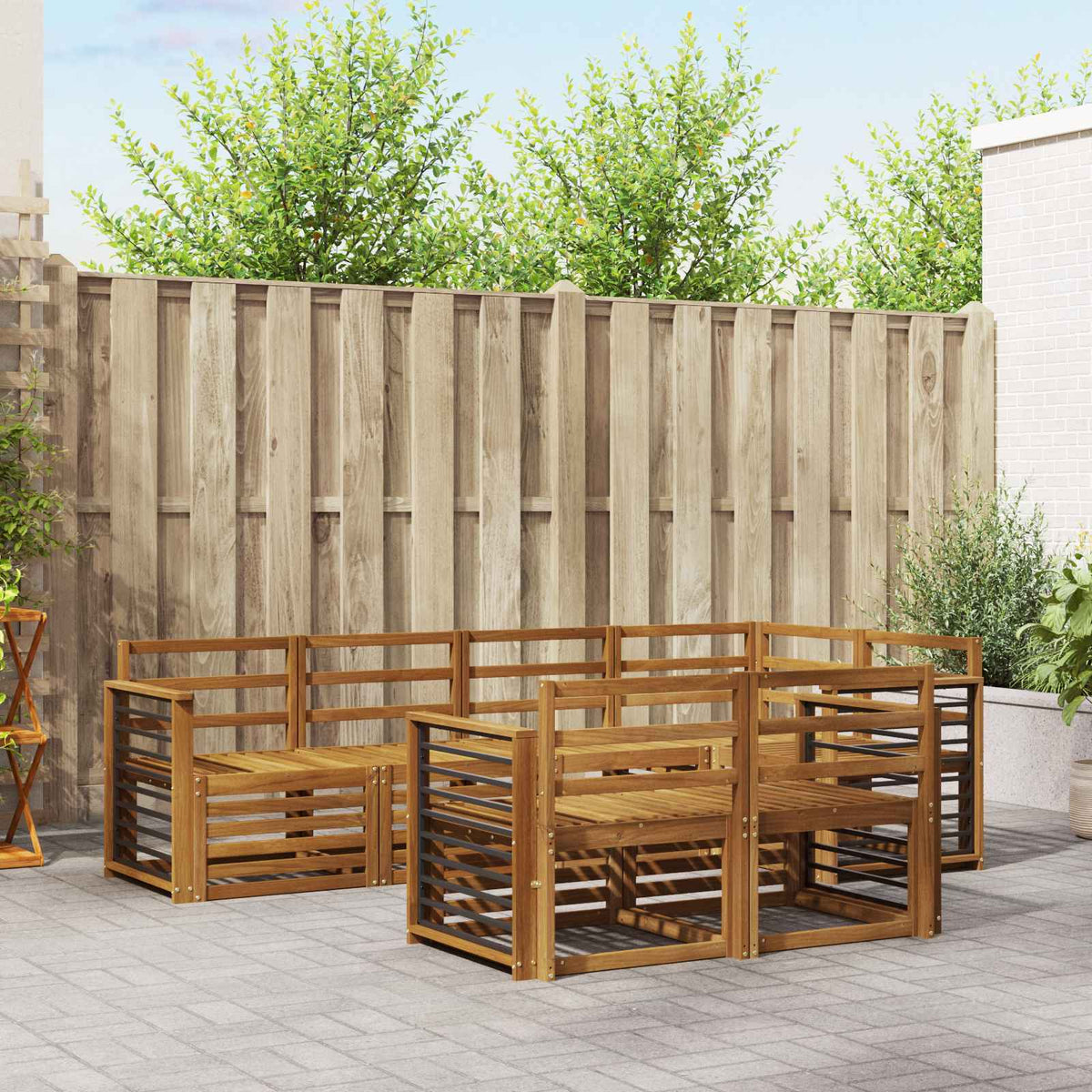 Outdoor Sofa Set 7 pcs Polyester Natural suitable for Flat
