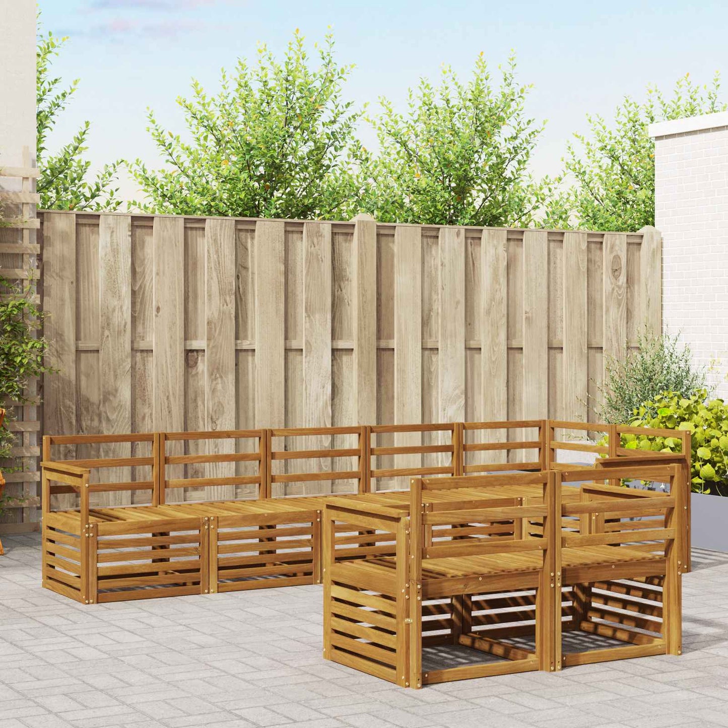 vidaXL Outdoor Sofa Set 8 pcs Natural Polyester 1