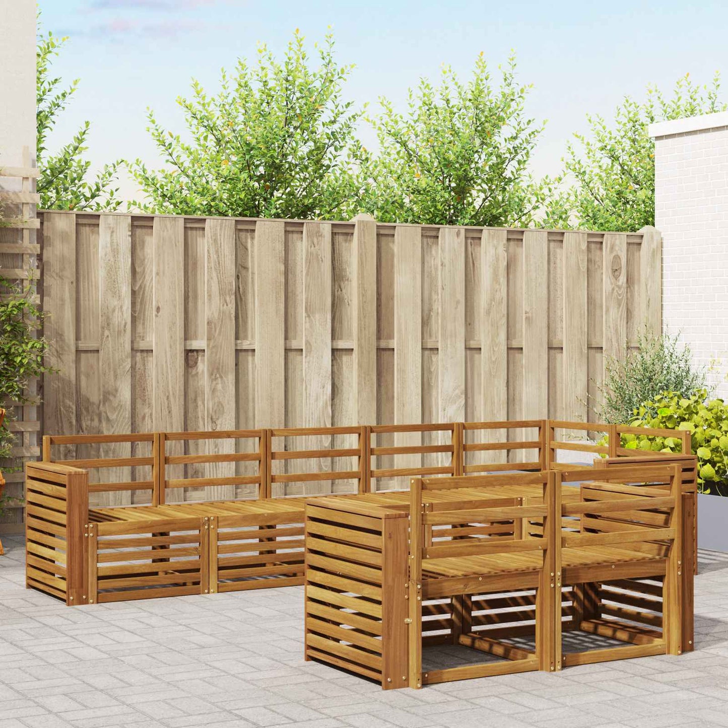 vidaXL Outdoor Sofa Set 8 pcs Natural Polyester 1