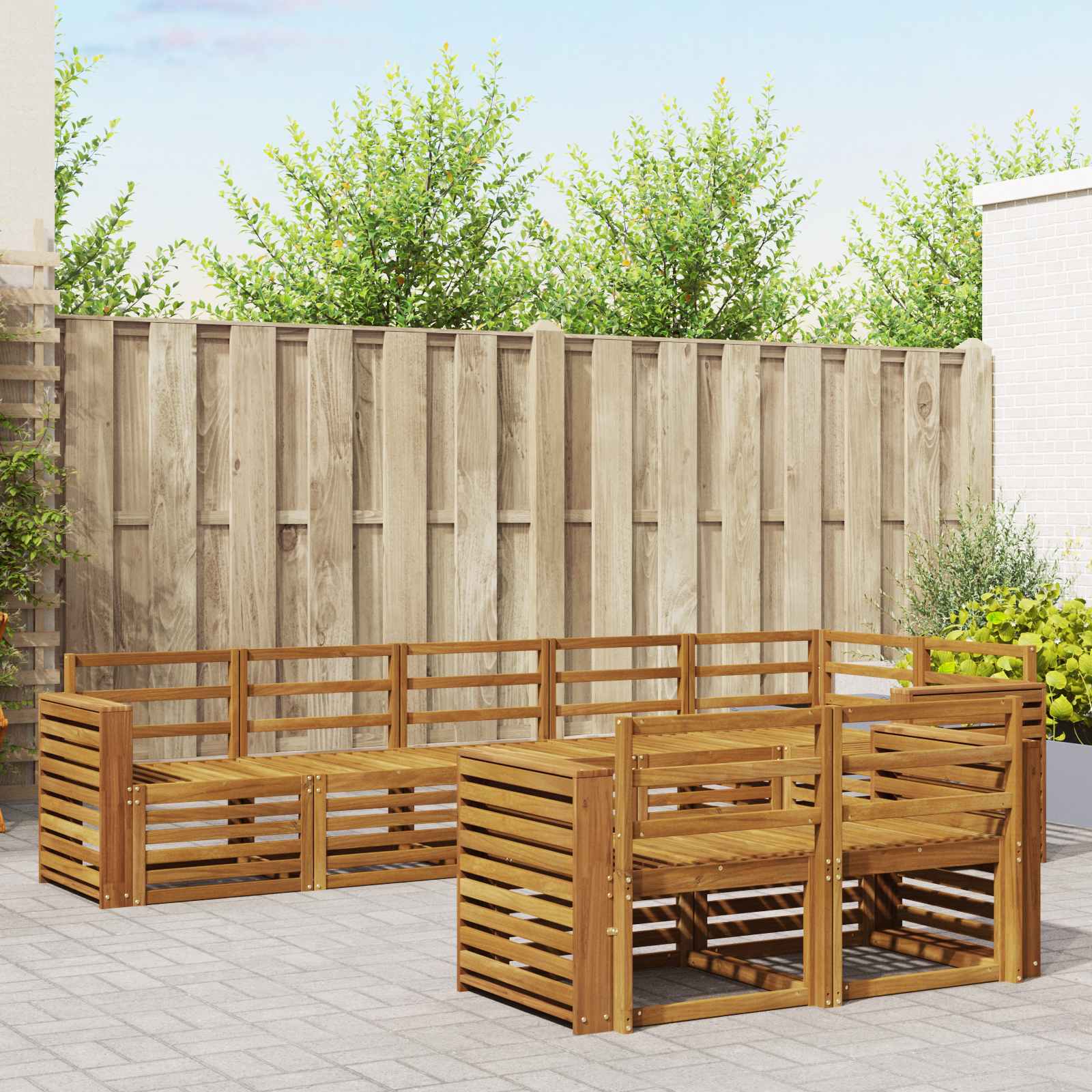 vidaXL Outdoor Sofa Set 8 pcs Natural Polyester 1