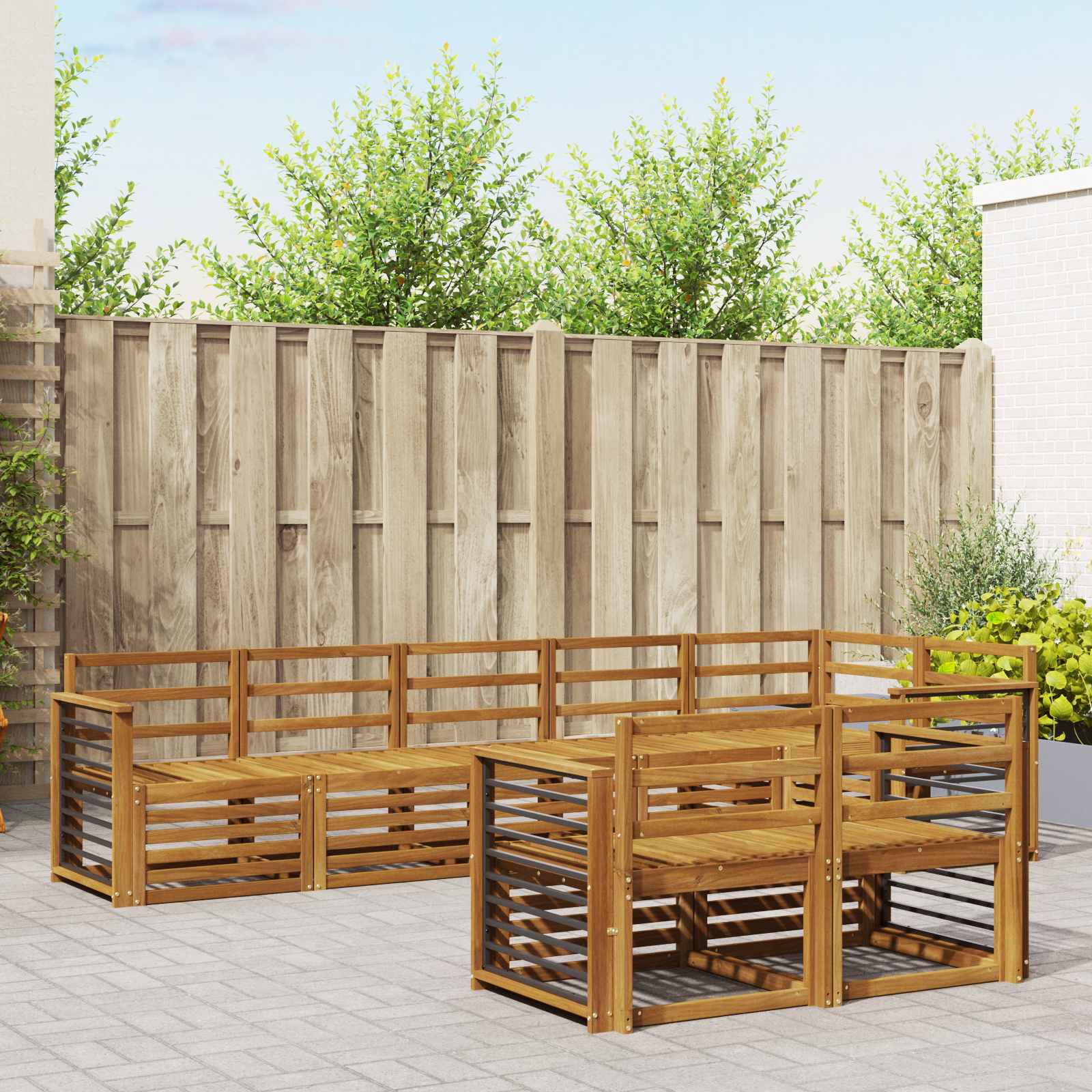 vidaXL Outdoor Sofa Set 8 pcs Natural Polyester 1