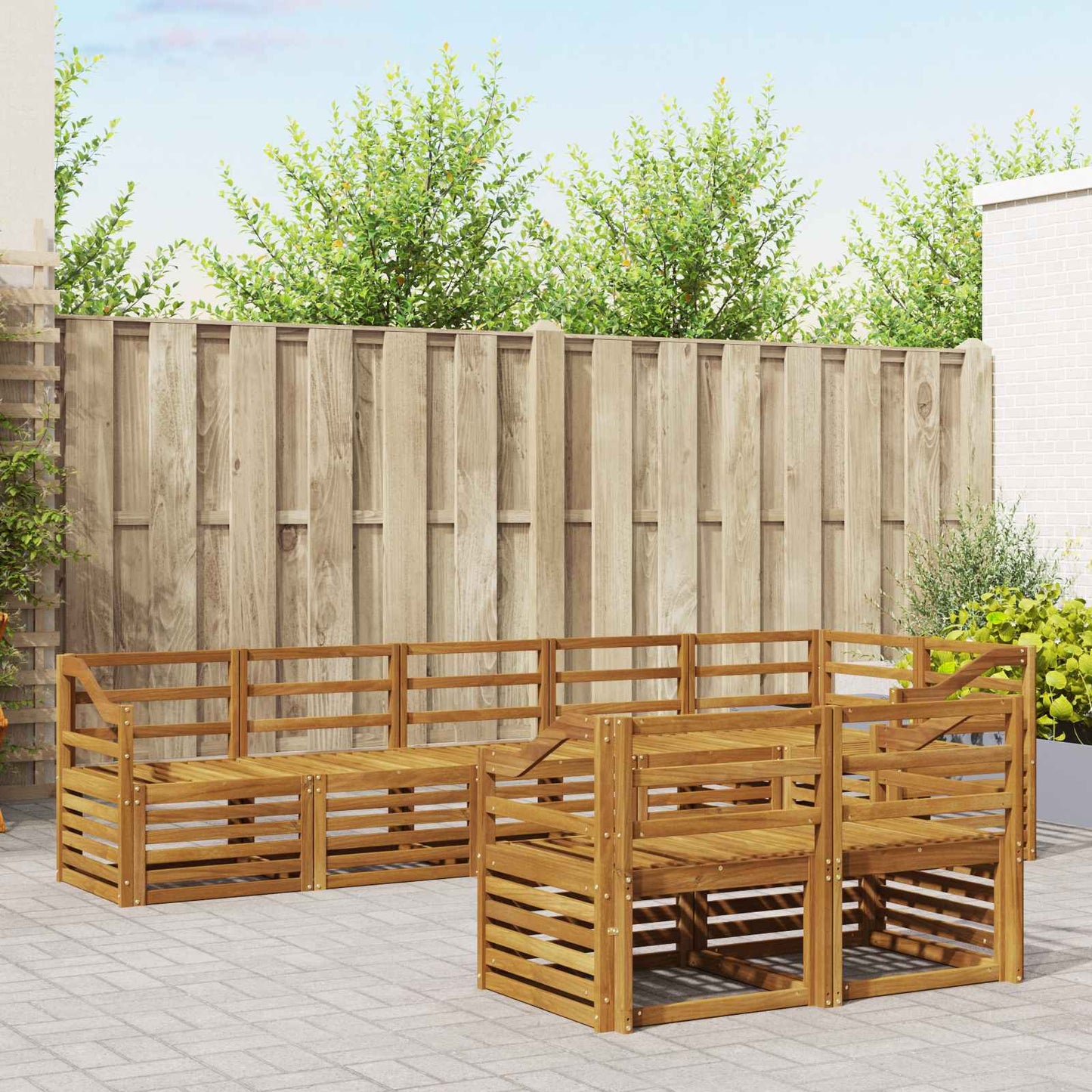 vidaXL Outdoor Sofa Set 8 pcs Natural Polyester 1