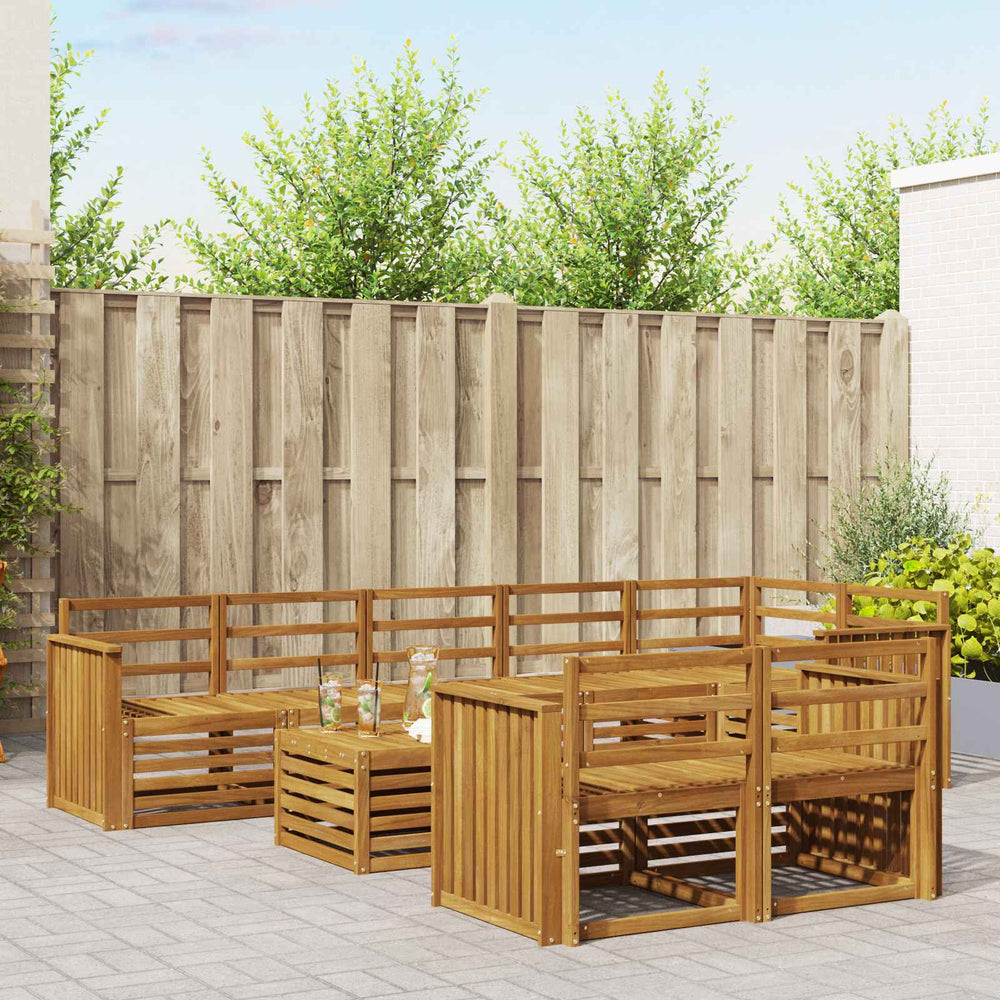 vidaXL Outdoor Sofa Set 9 pcs Natural Polyester