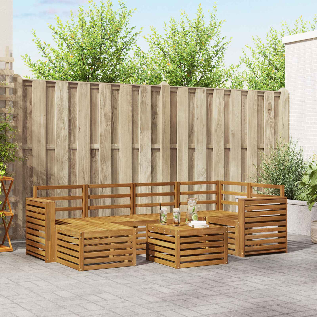 vidaXL Outdoor Sofa Set 7 pcs Natural Polyester 1