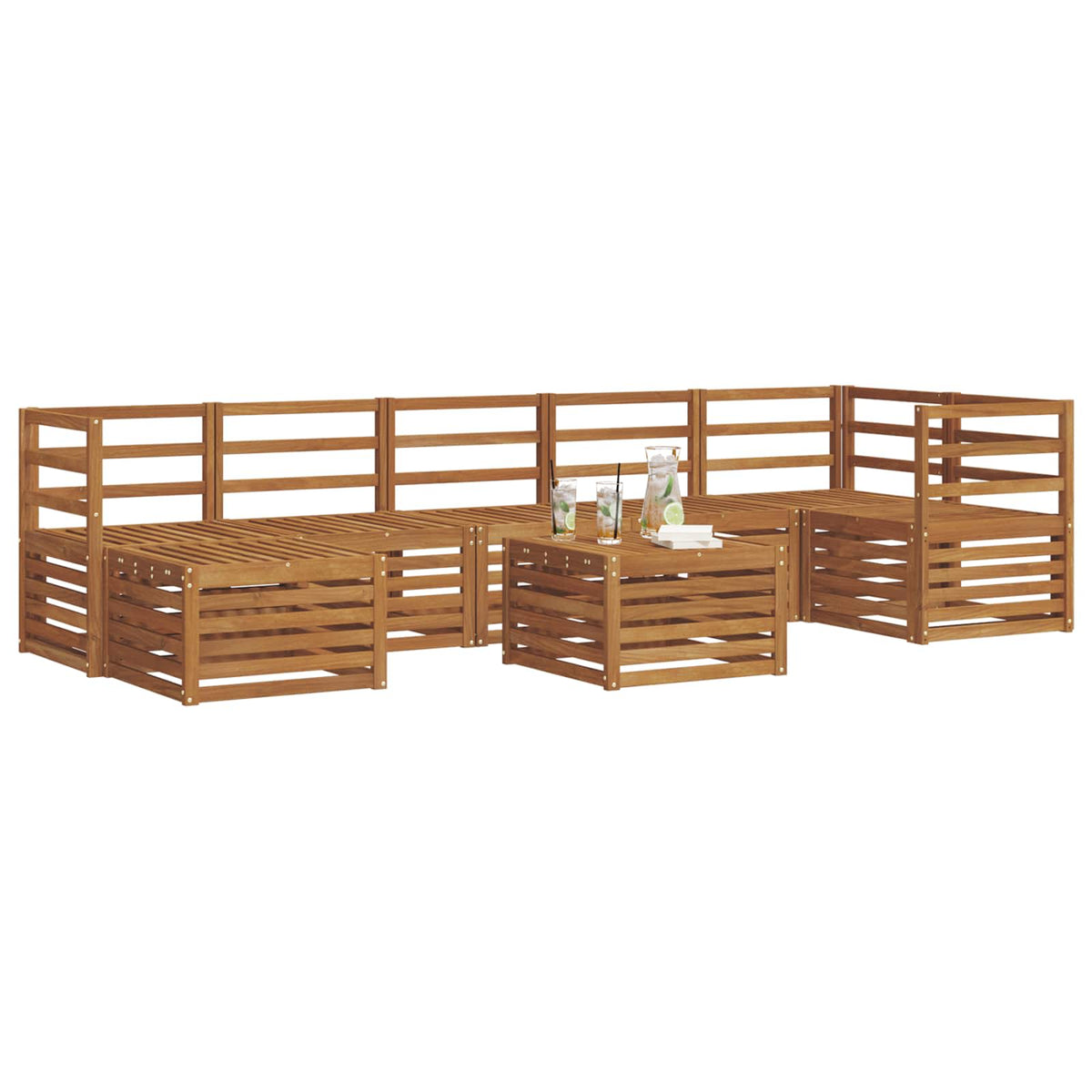 Outdoor Sofa Set 8 pcs Natural Horizontal slats