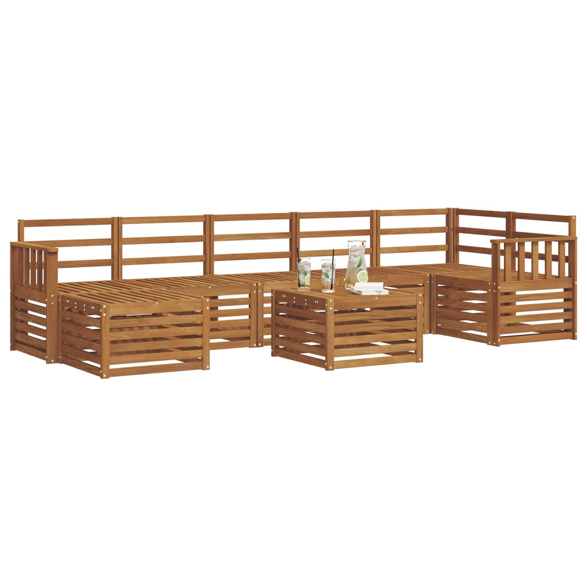 Outdoor Sofa Set 8 pcs Natural Vertical slats